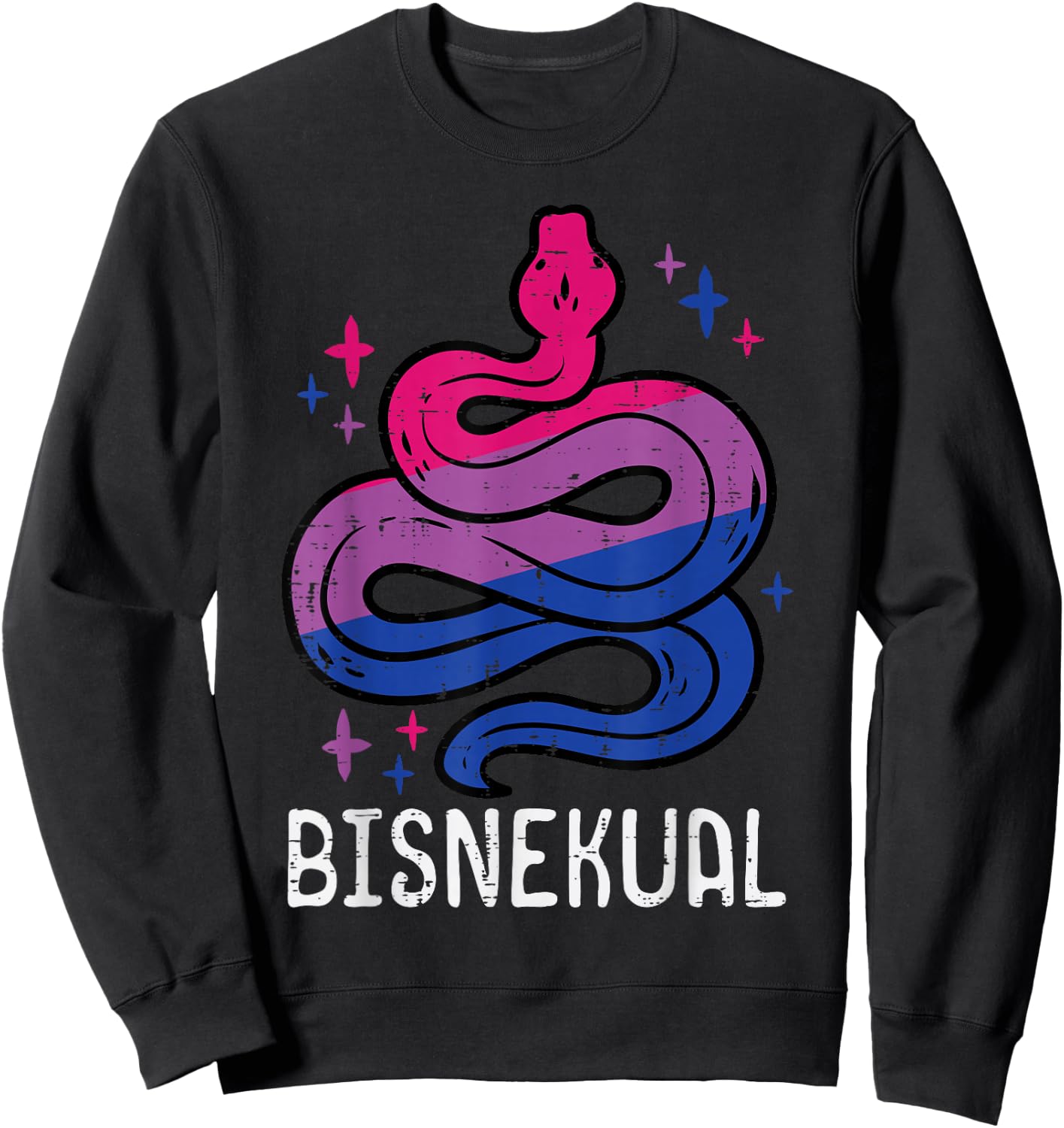 Bisexual Snake Bisnekual Funny Bi Pride Flag LGBTQ Men Women Sweatshirt - Sweatshirt | Black