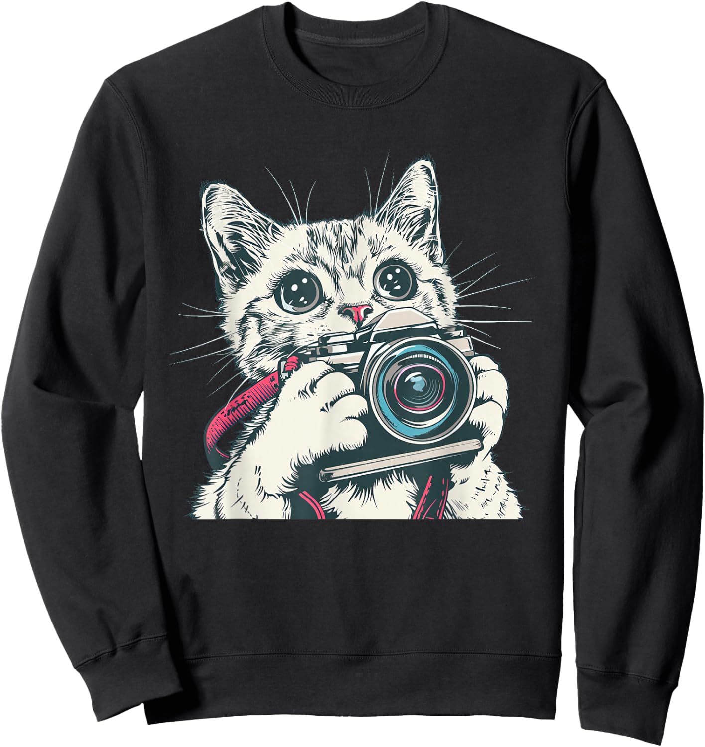 Awesome Camera Cat for traveling and taking Photos Lovers Sweatshirt - Sweatshirt | Black