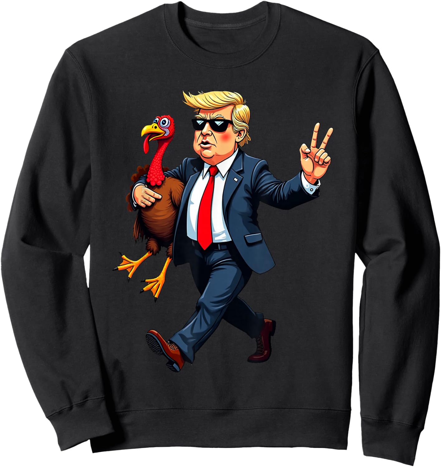 Donald Trump Turkey Pumpkin Thanksgiving Day Men Women Girls Sweatshirt - Sweatshirt | Black
