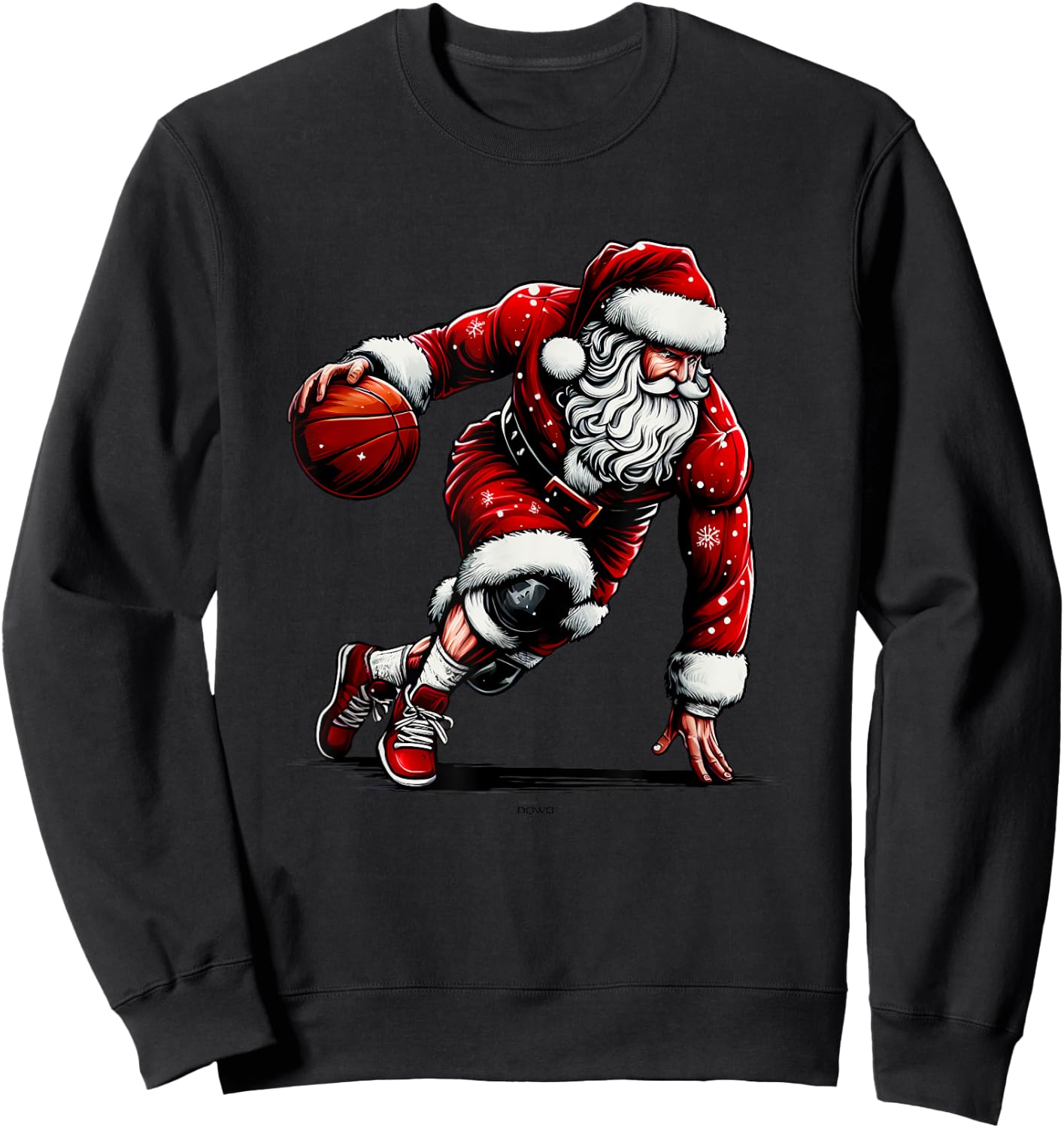 Santa Claus Playing and Driving the Basketball Christmas Sweatshirt - Sweatshirt | Black