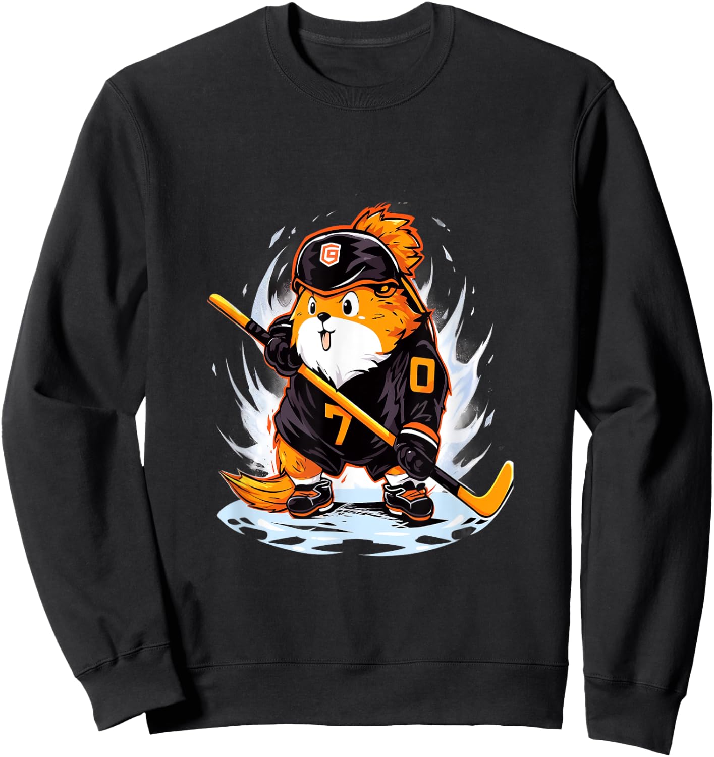 Guinea Pig Ice Hockey Player Hockey Stick Goalie Sweatshirt - Sweatshirt | Black
