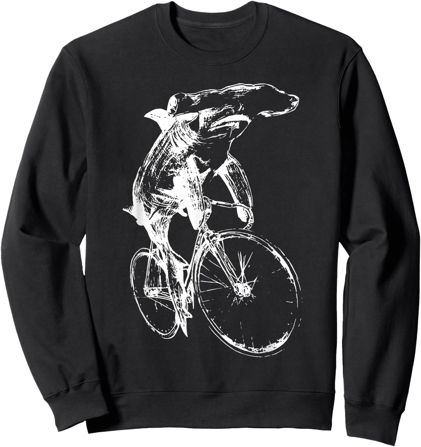 Hammerhead Sharks Riding Bicycle Retro Cycling Biking Biker Sweatshirt - Sweatshirt | Black