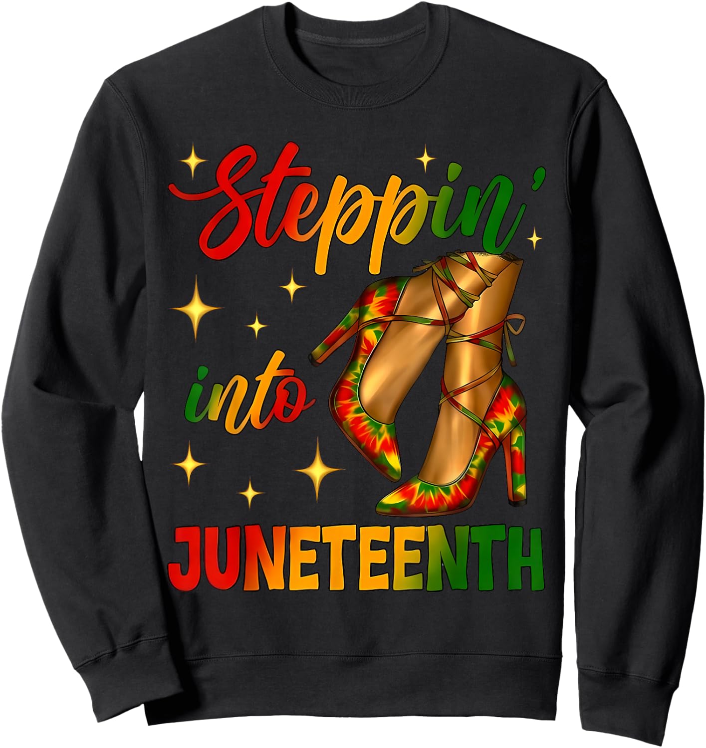 Stepping Into Juneteenth 1865 Black Afro Sneakers Girl Women Sweatshirt - Sweatshirt | Black
