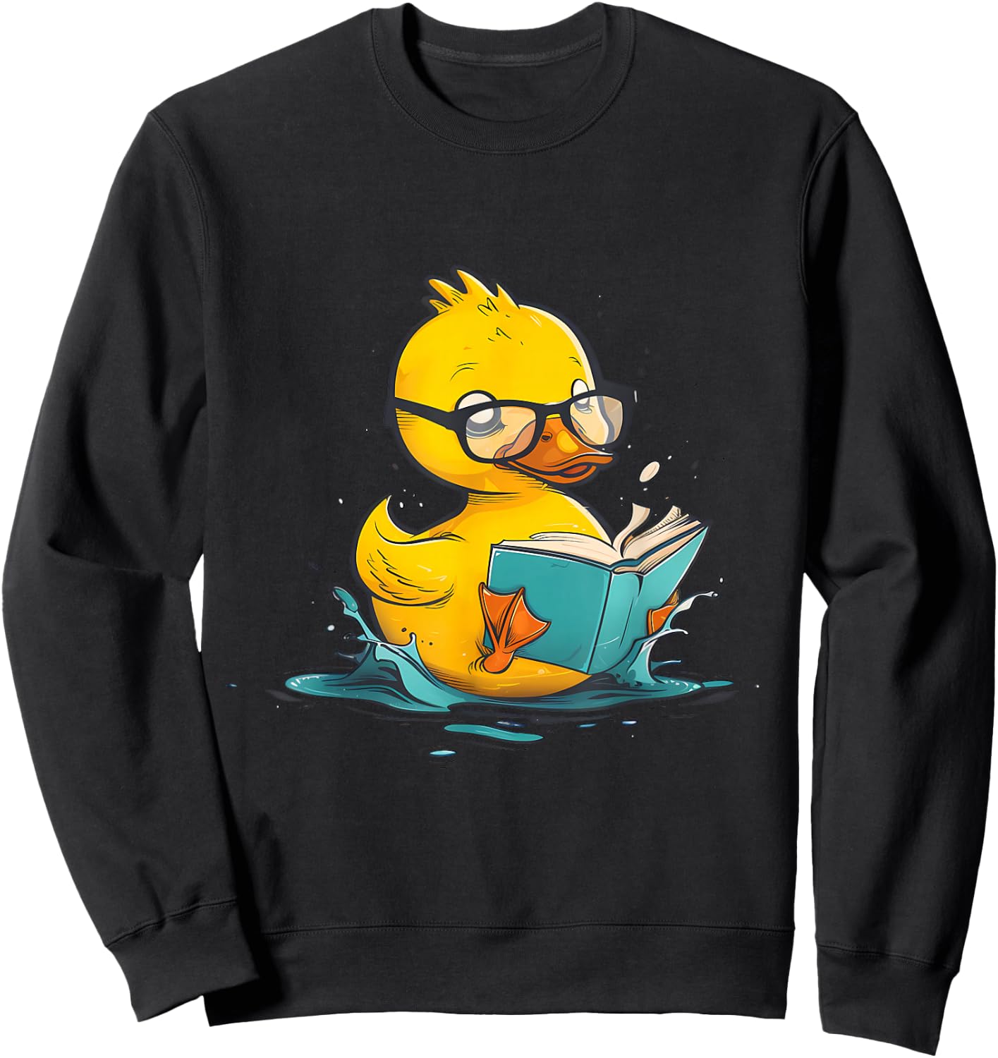 Rubber Duck Reading Book Reader Books Rubber Duckie Sweatshirt - Sweatshirt | Black