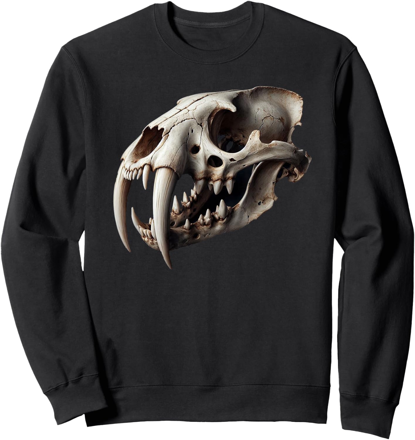 Saber-Tooth Cat Fossil Skull. Smilodon. Sweatshirt - Sweatshirt | Black