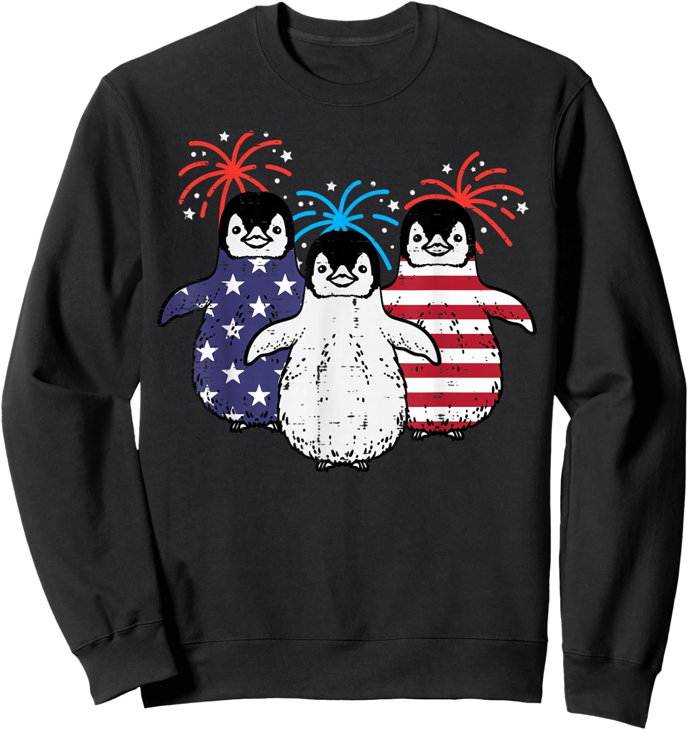 4th Of July American Flag Penguins Patriotic Men Women Kids Sweatshirt - Sweatshirt | Black