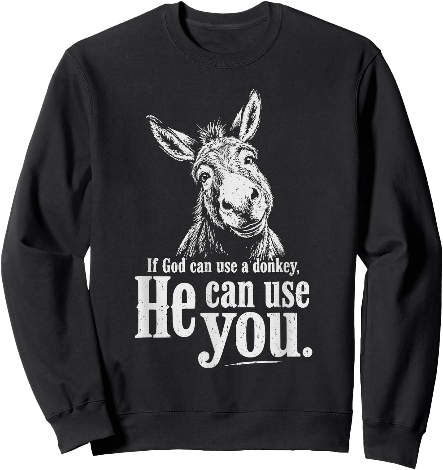 Funny Christian If God Can Use A Donkey He Can Use You Sweatshirt - Sweatshirt | Black