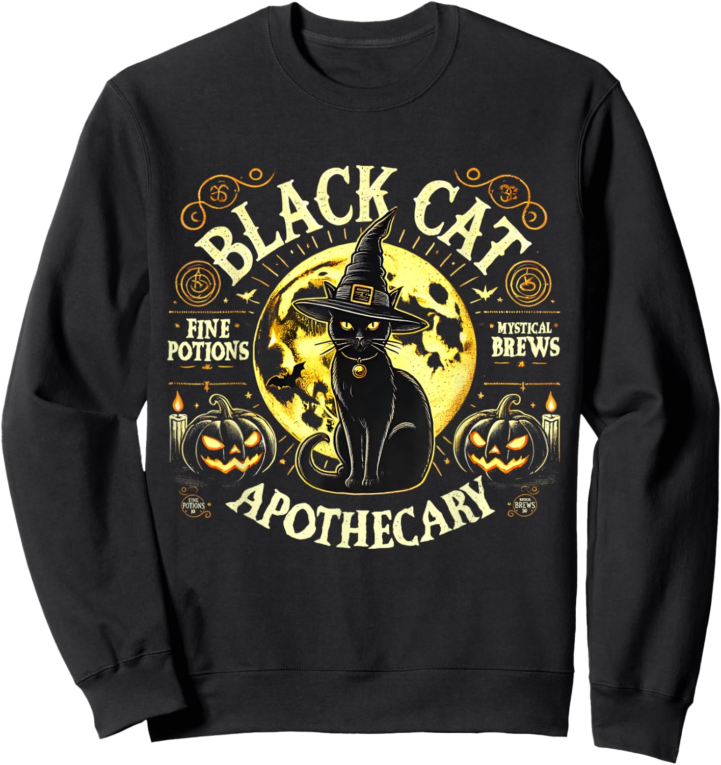 Salem The Cat Black Cat Apothecary Halloween Men Women Sweatshirt - Sweatshirt | Black
