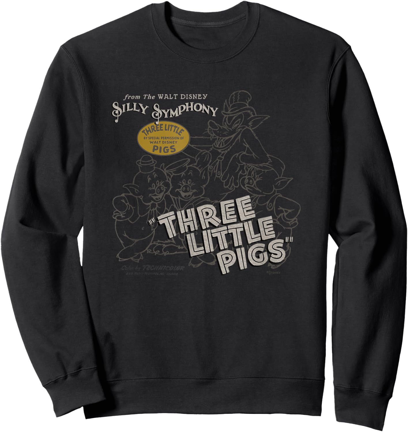 Disney 100 Three Little Pigs Silly Symphony Vintage D100 Sweatshirt - Sweatshirt | Black