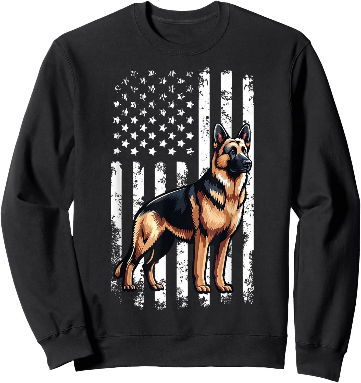 Patriotic German Shepherd AMERICAN FLAG 4th Of July Shepherd Sweatshirt - Sweatshirt | Black