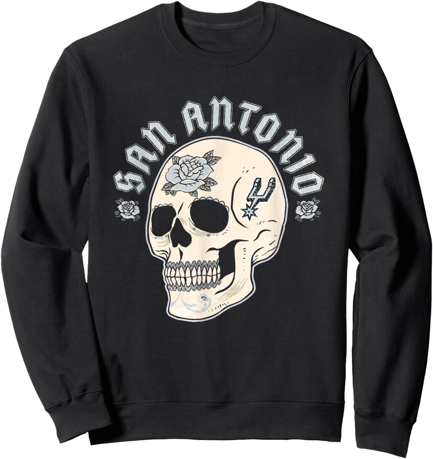 NBA San Antonio Spurs Halloween-Totenkopf mit Blumenmuster Sweatshirt - Sweatshirt | Black