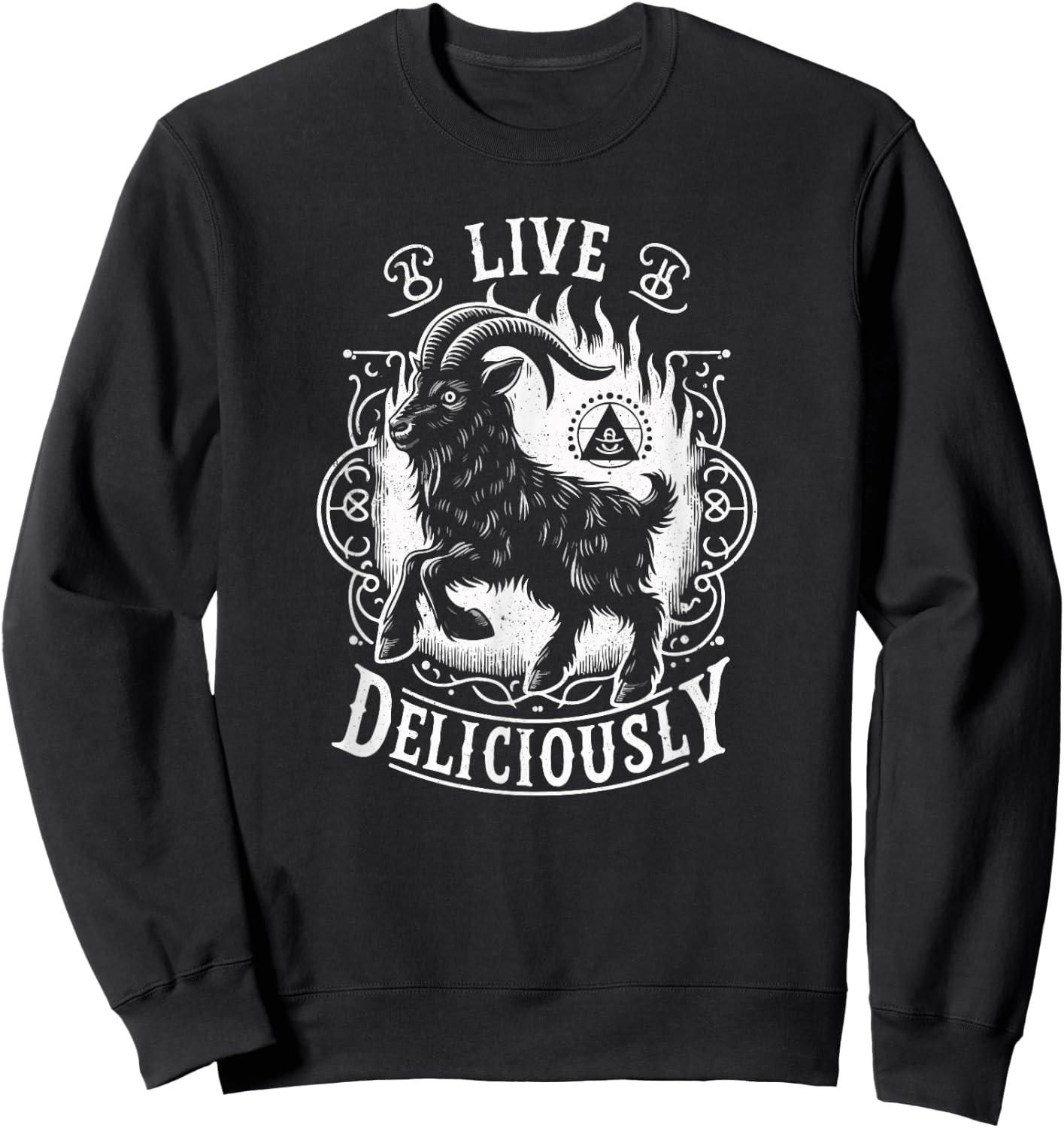 Vintage Witch Horror Goth Occult Live Deliciously Sweatshirt - Sweatshirt | Black