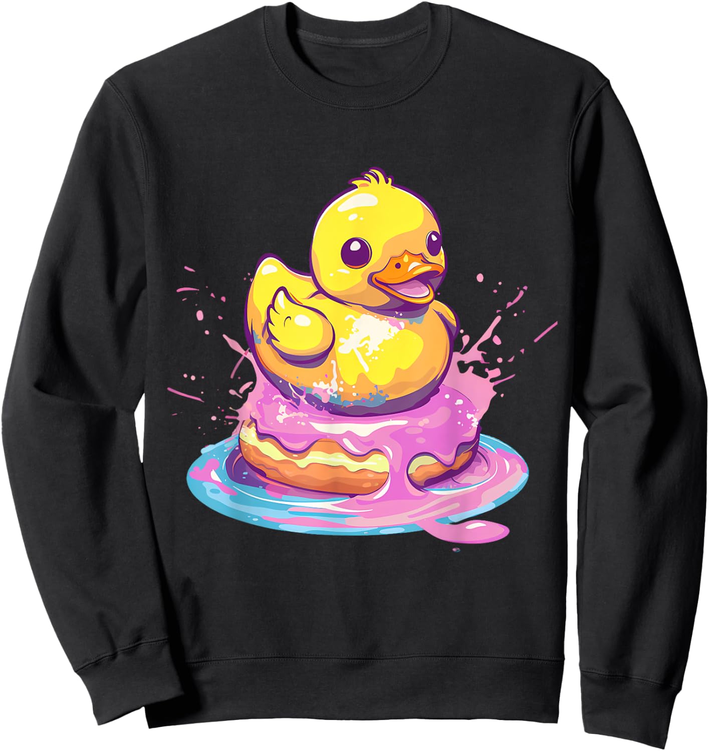 Rubber Duck Rubber Duckie Duck Lover Donut Rubber Duckling Sweatshirt - Sweatshirt | Black