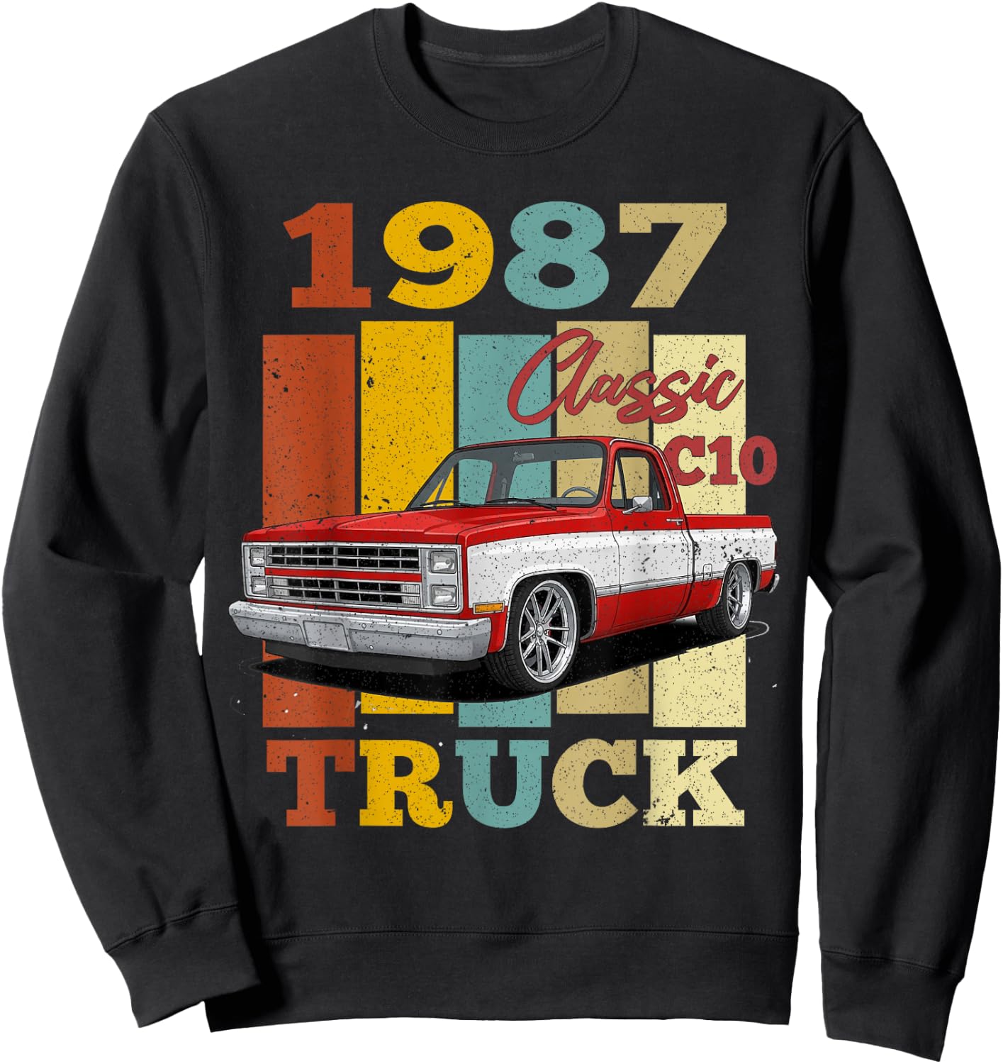 1987 C10 Truck Vintage 87 Silhouette Classic Old Hot Rod Sweatshirt - Sweatshirt | Black