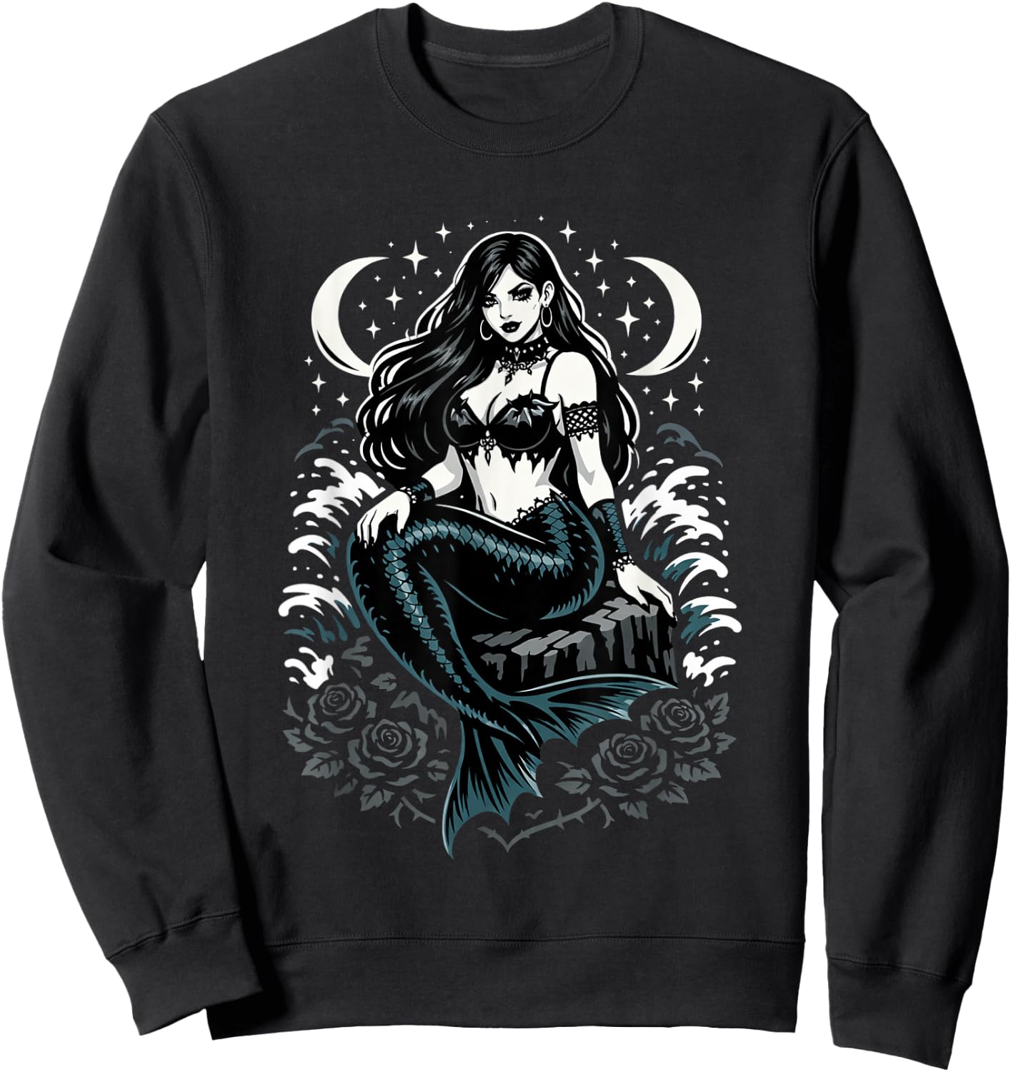 Goth Girls Emo Girl Gothic Goth Mermaid Sweatshirt - Sweatshirt | Black
