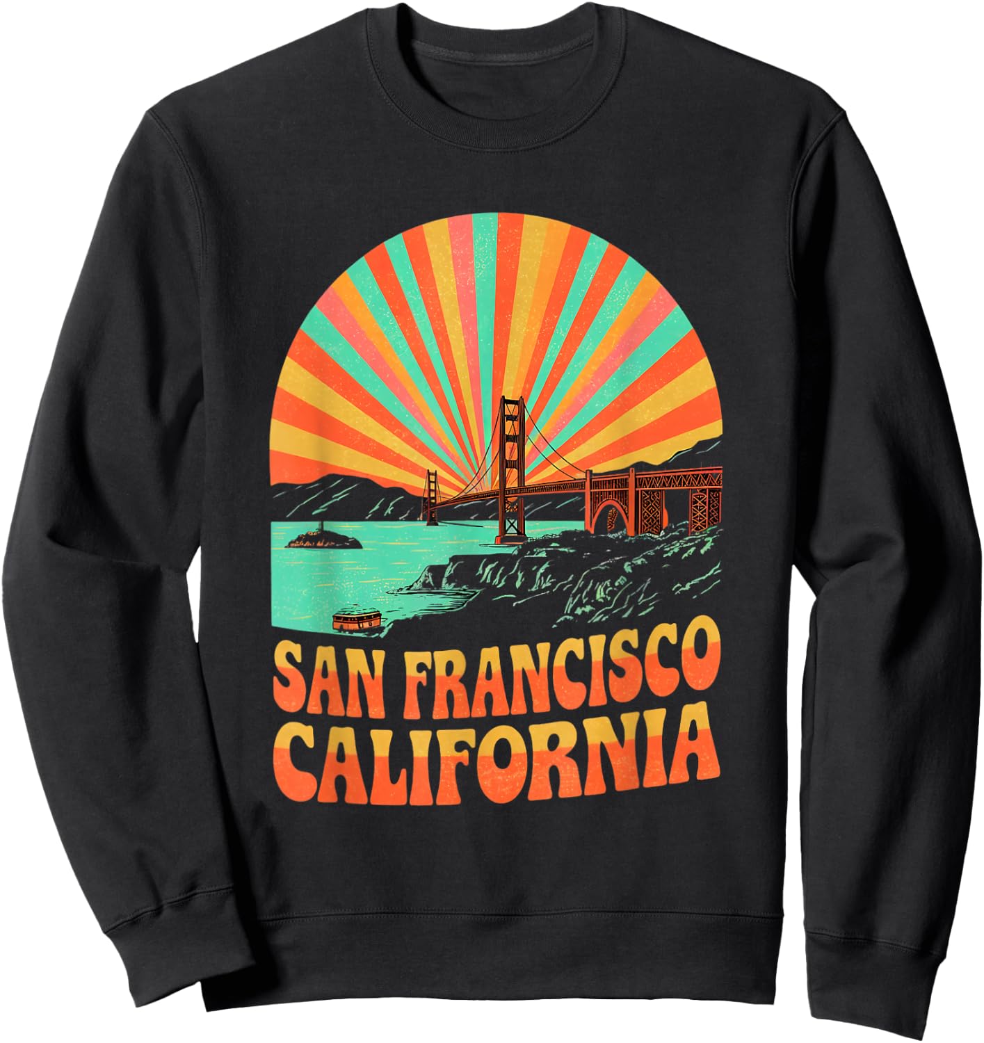 Retro San Francisco California California Sunset Souvenir Sweatshirt - Sweatshirt | Black