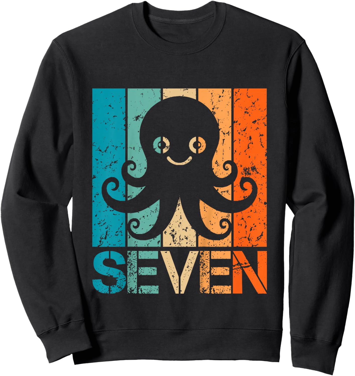 Funny 7th Octopus Birthday 7 Year Old Birthday Octopus Sweatshirt - Sweatshirt | Black