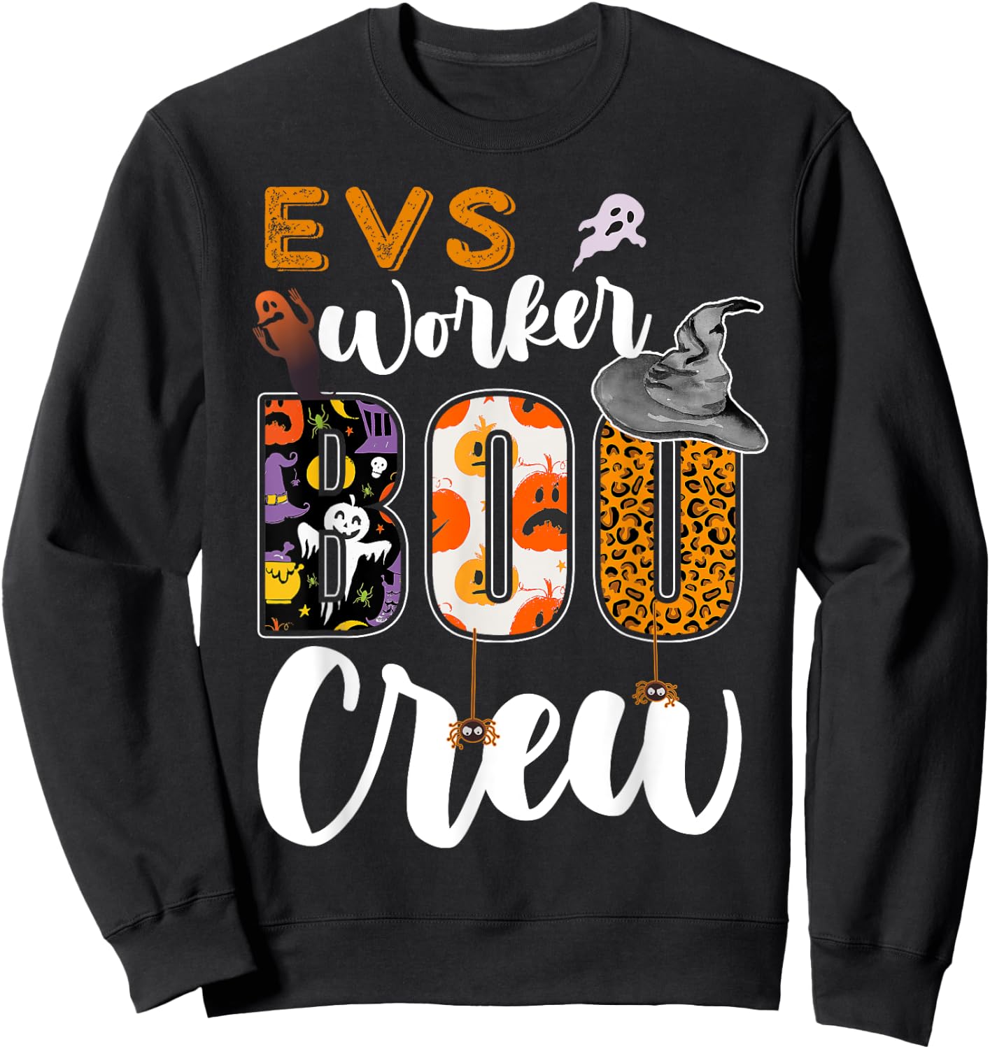 EVS Worker Boo Crew Halloween Environmental Services Match Sweatshirt - Sweatshirt | Black