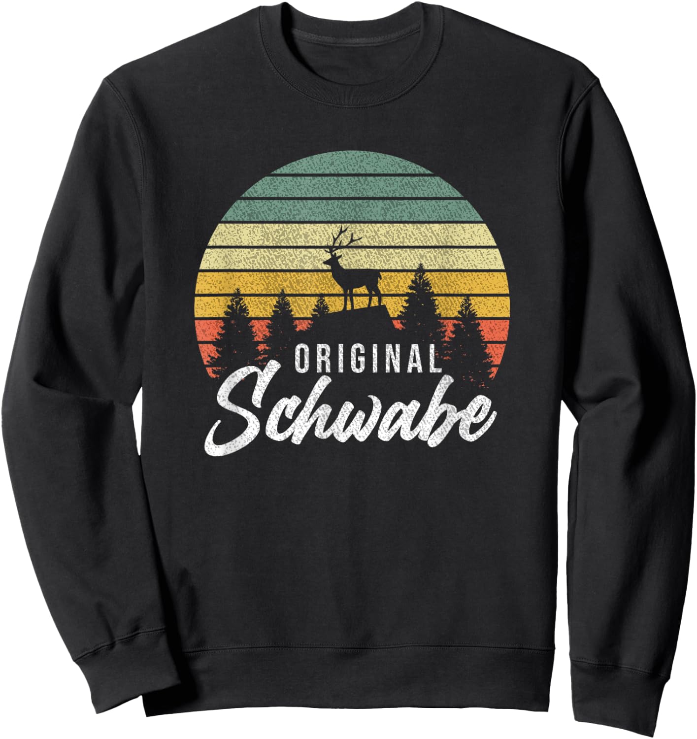 Hirsch Wald Original Schwabe Souvenir Urlaub Wandern Sweatshirt - Sweatshirt | Black