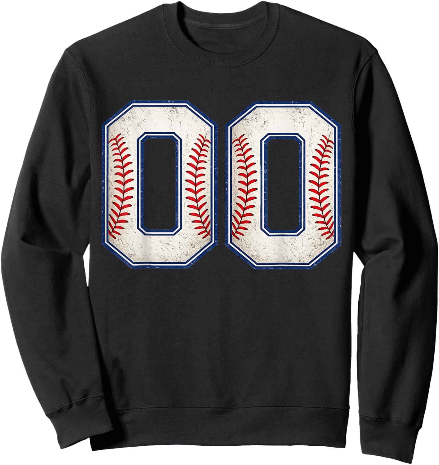 Baseball Fan Jersey Number 00 Athletic Uniform Style Sweatshirt - Sweatshirt | Black