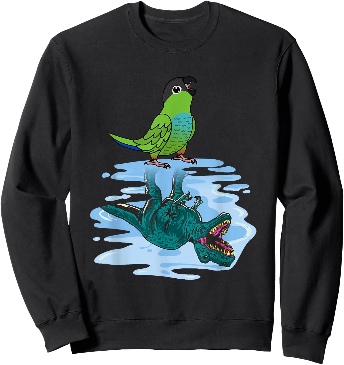 Parrot & T Rex: Mirror Image by Nanday Conure Sweatshirt - Sweatshirt | Black