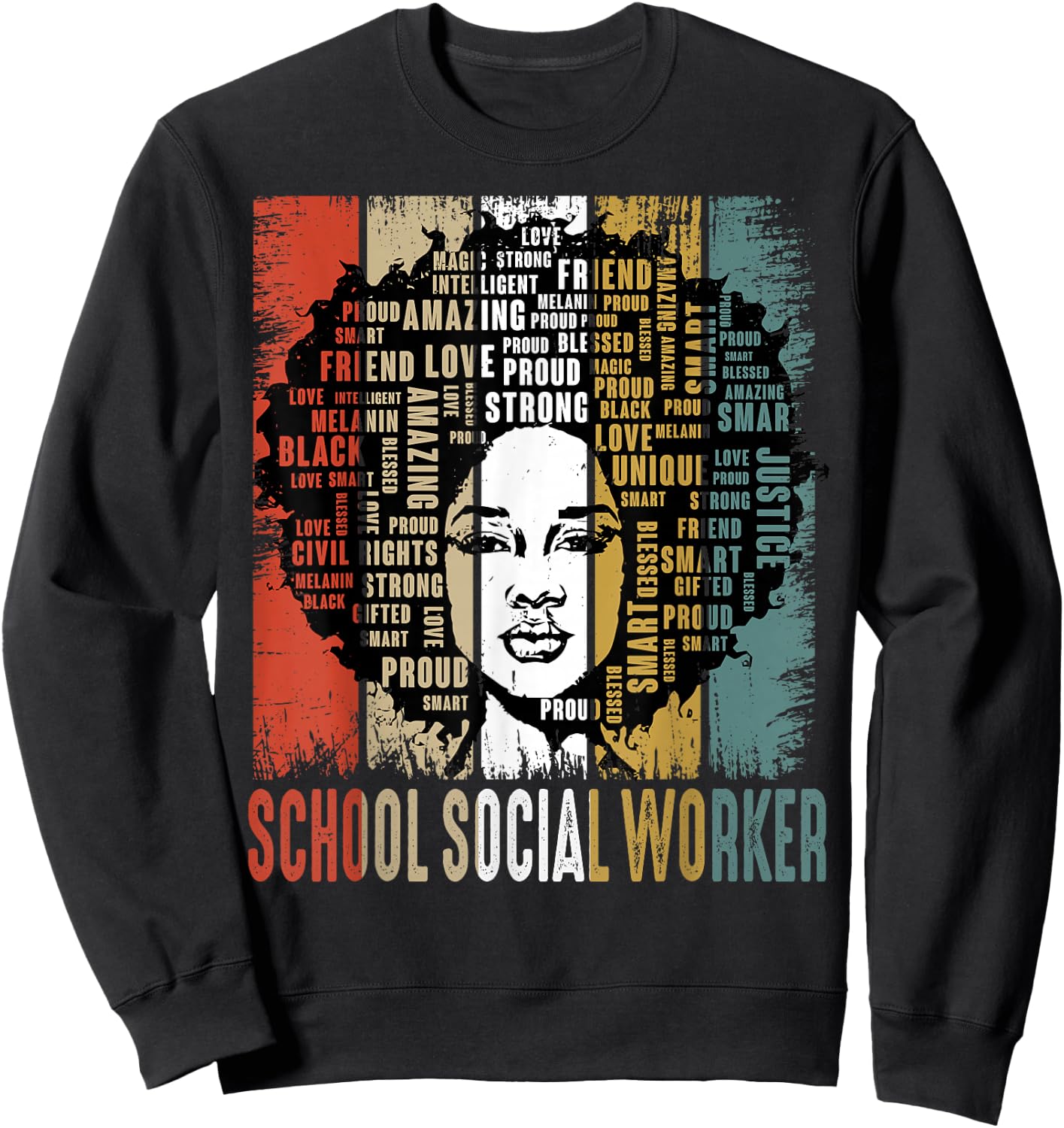 School Social Worker Afro African Women Black History Month Sweatshirt - Sweatshirt | Black