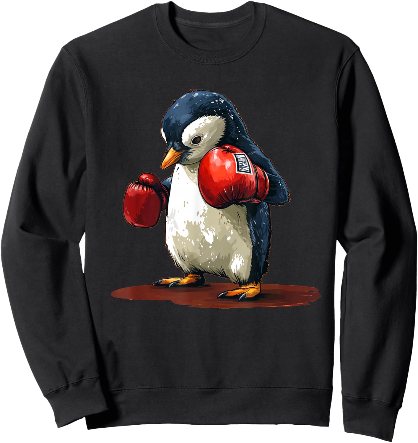 Cute Baby Penguin Loves Sports and Boxing with Gloves Sweatshirt - Sweatshirt | Black