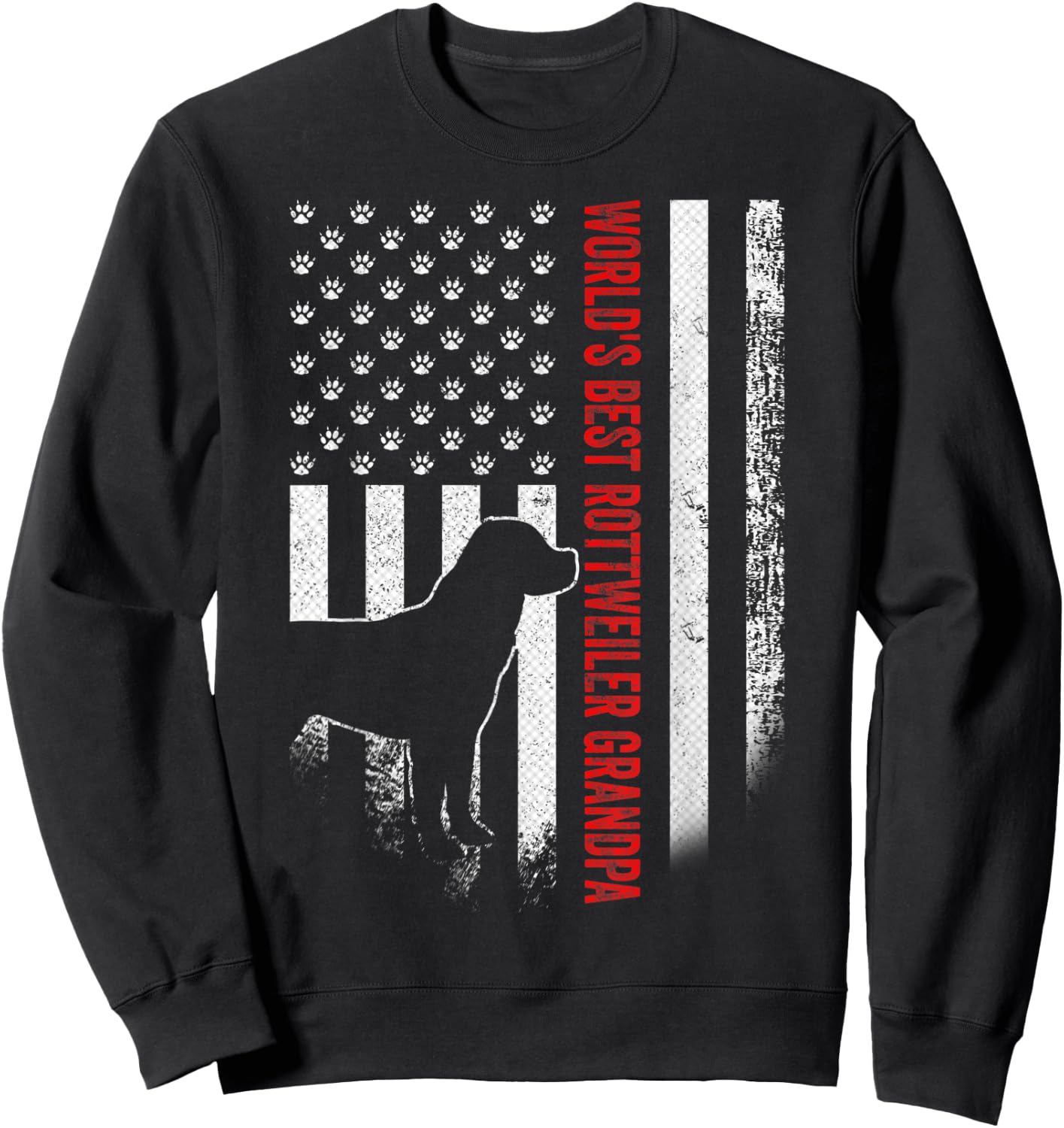 Vintage American Flag World's Best Rottweiler Grandpa Funny Men Sweatshirt - Sweatshirt | Black