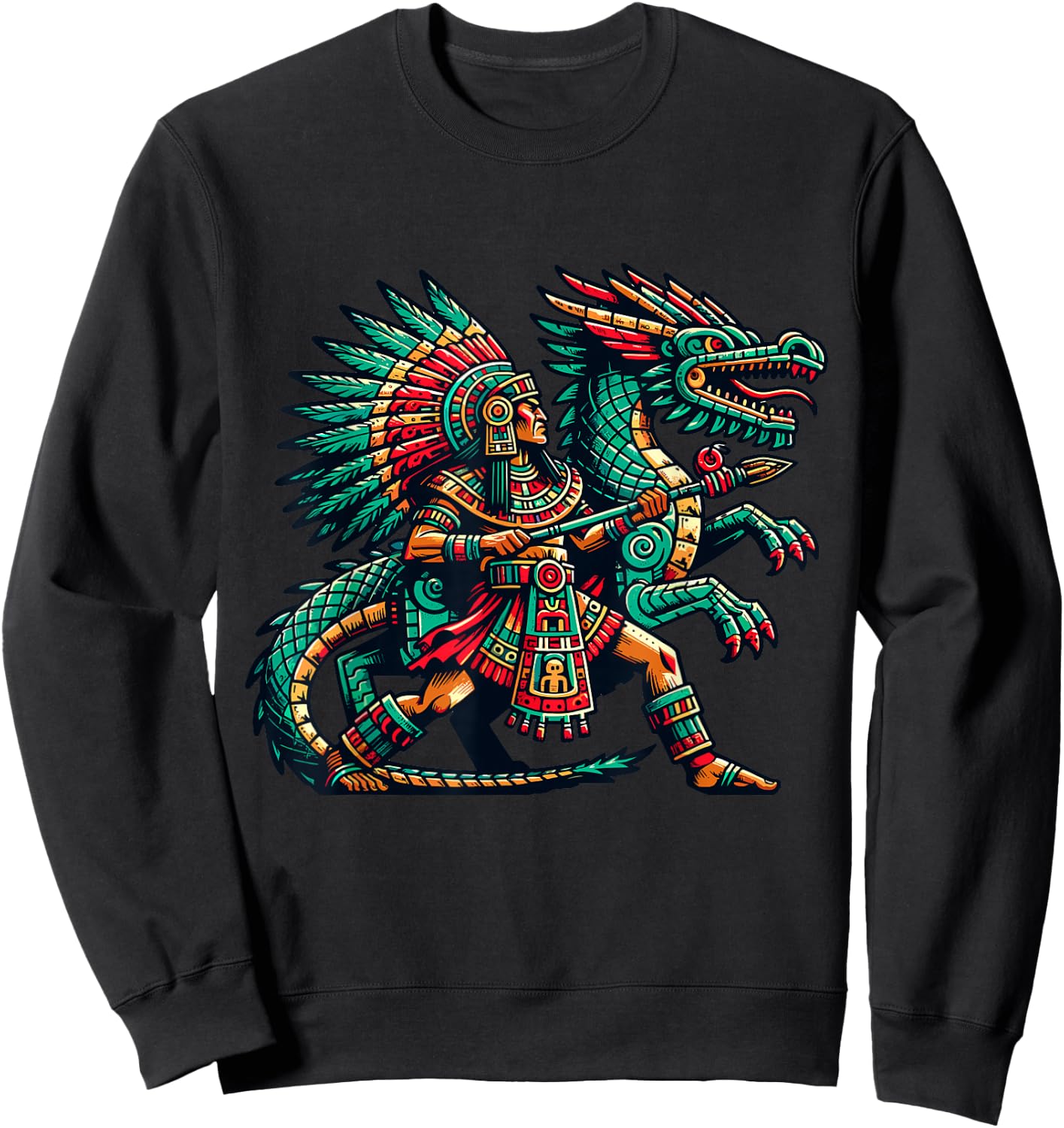 Aztec Dragon Warrior Quetzalcoatl Sweatshirt - Sweatshirt | Black