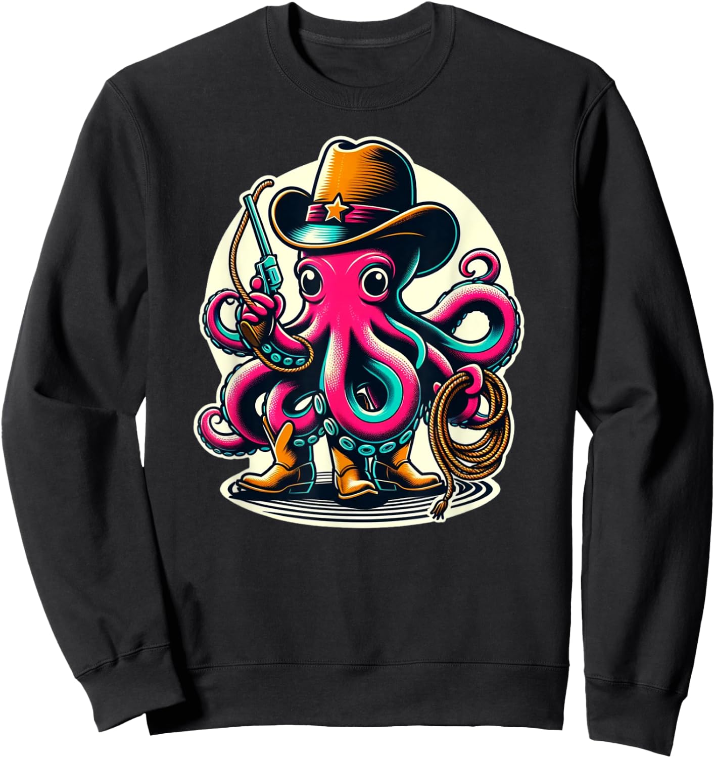 Cowboy Octopus Wild West Adventure Sweatshirt - Sweatshirt | Black