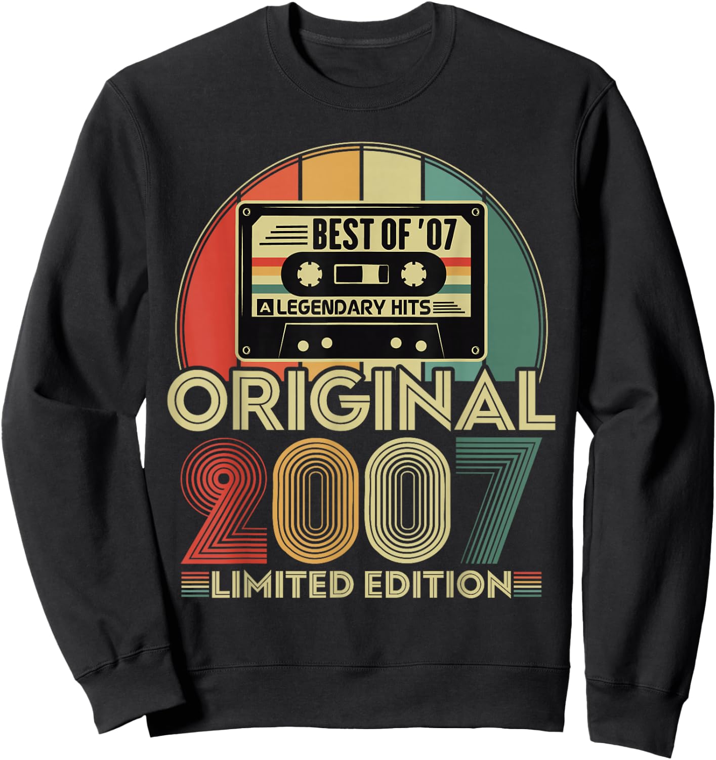 Original 2007 Vintage Birthday 18 Years Boys and Girls , Black, S Sweatshirt - Sweatshirt | Black