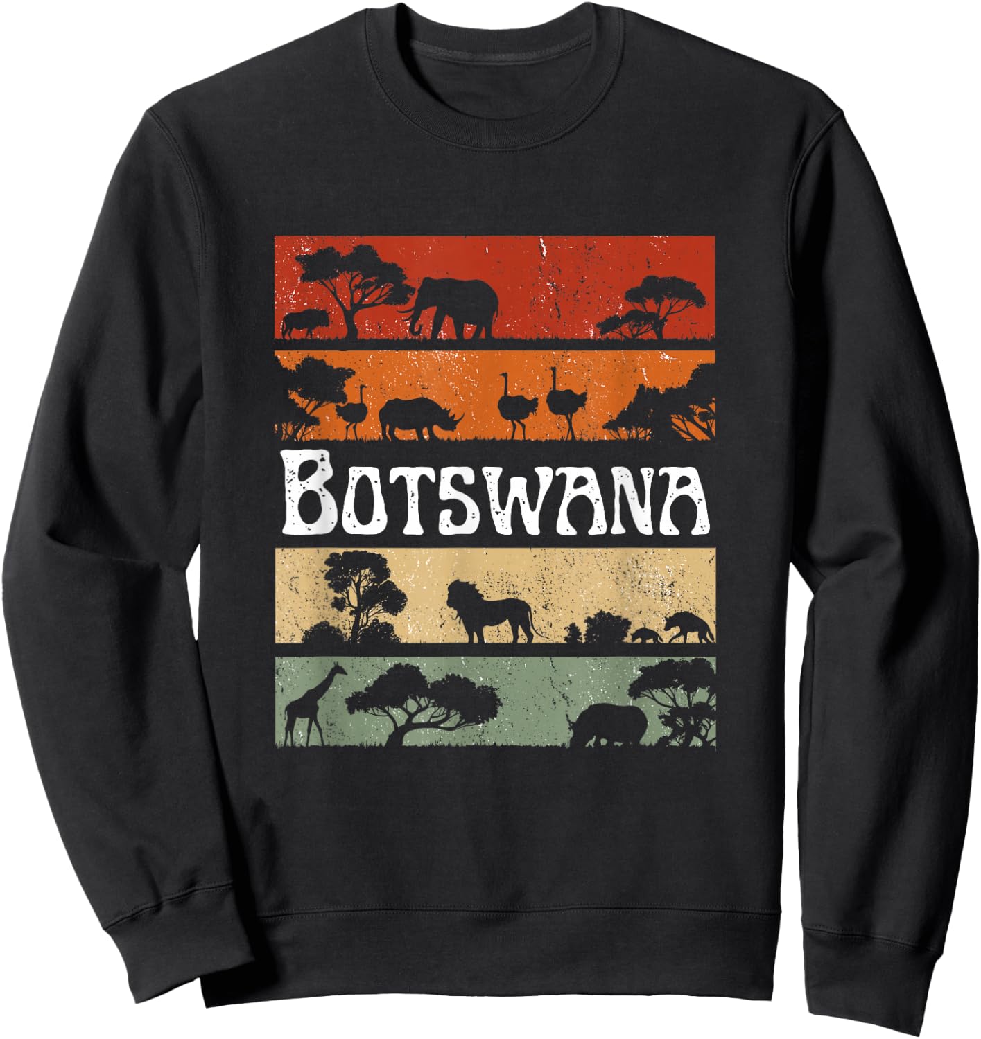 Retro Africa Botswana Safari Travel Botswana Tour Sweatshirt - Sweatshirt | Black