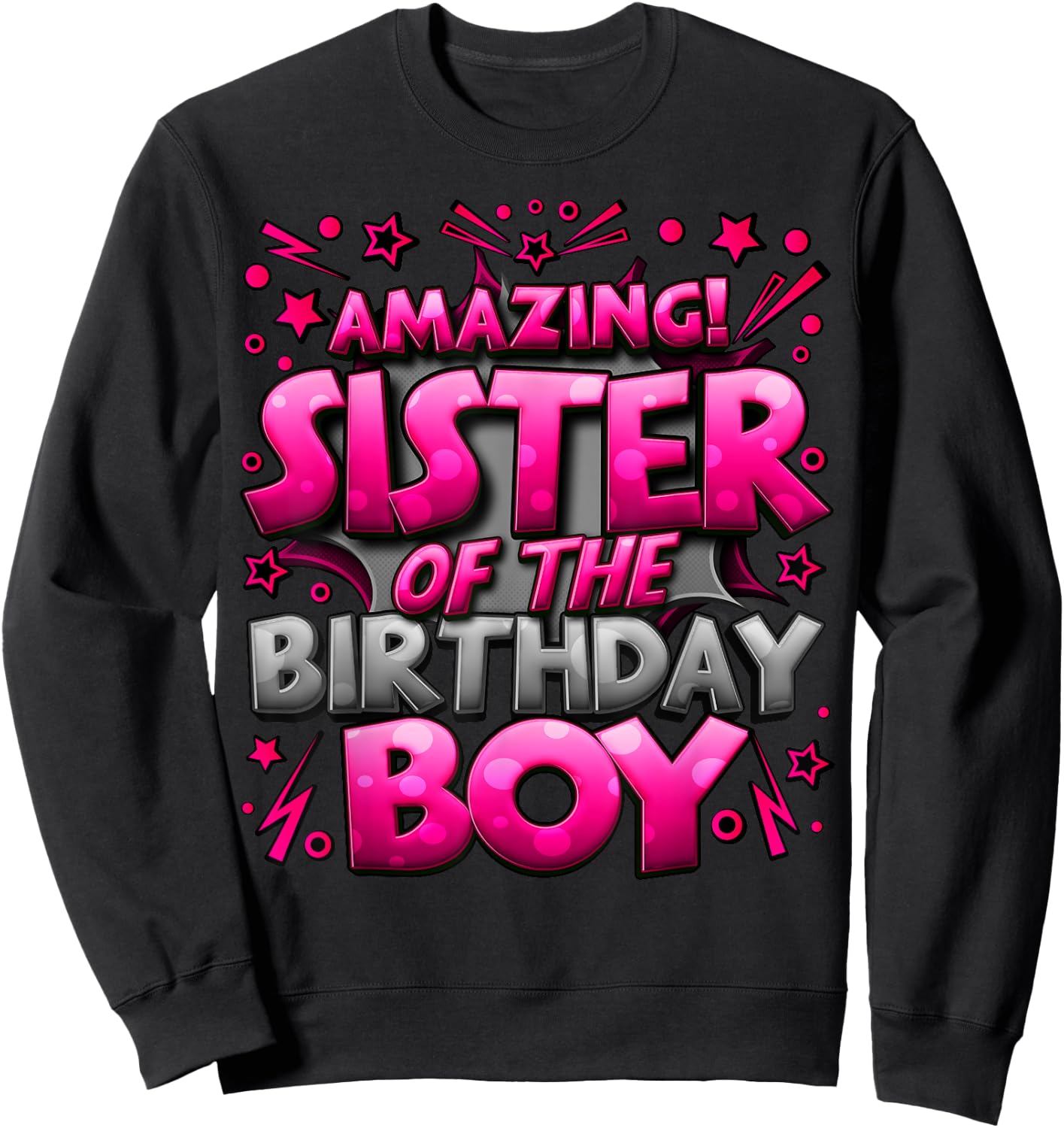 Sister of the Birthday Boy Matching Family Sister Party Sweatshirt - Sweatshirt | Black