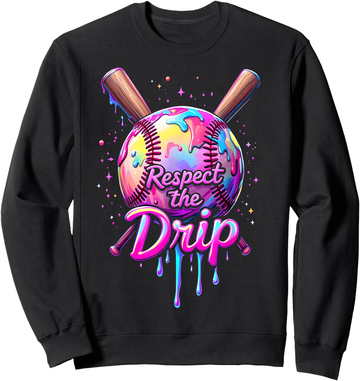 Baseball Drip Boys Ice Cream Respect The Drip Game Day Sport Sweatshirt - Sweatshirt | Black