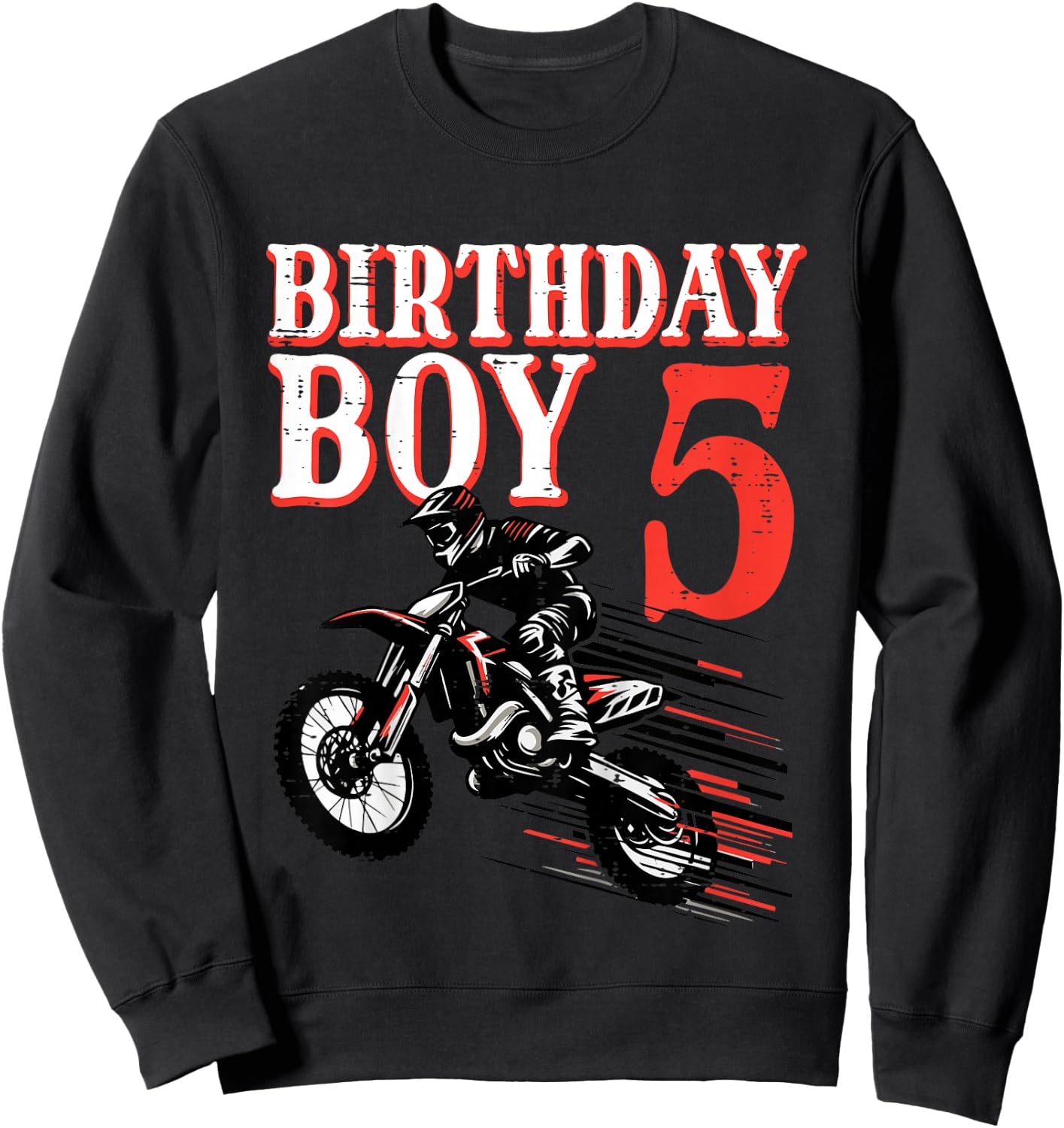 Kids Birthday Boy 5 Motorcycle 5th Bday Biker Rider Boys Kids Sweatshirt - Sweatshirt | Black