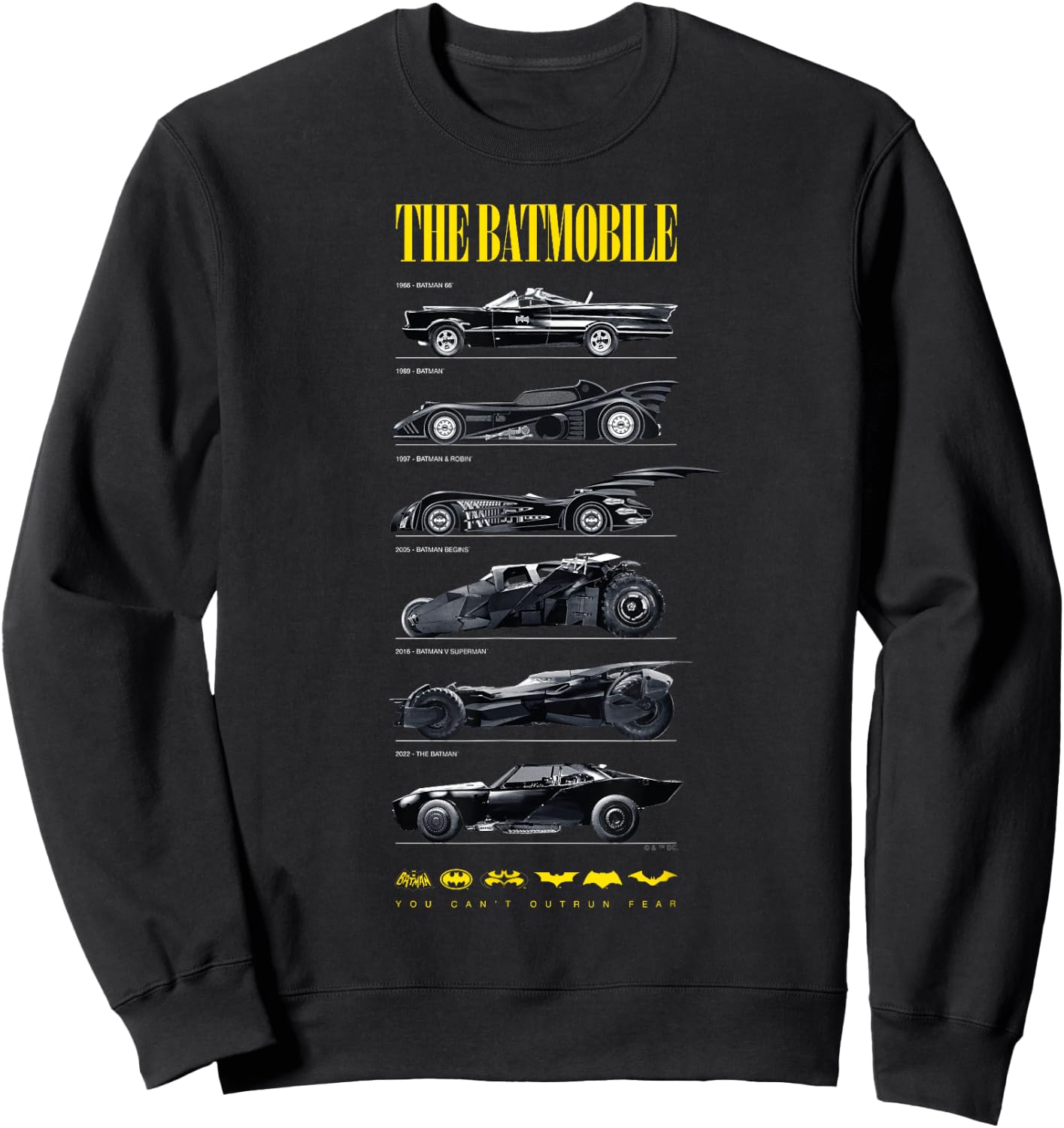 Batman 85th Anniversary Batmobile on Dark Sweatshirt - Sweatshirt | Black