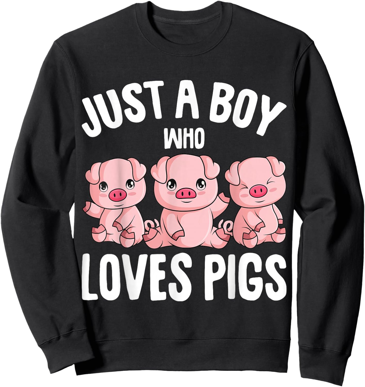 Just A Boy Who Loves Pigs Kids Boys Sweatshirt - Sweatshirt | Black
