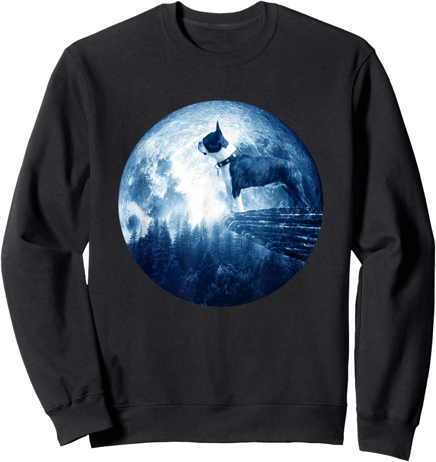 Boston Terrier Dog Moon Dog Mom Dad Women Men Dog Lovers Sweatshirt - Sweatshirt | Black