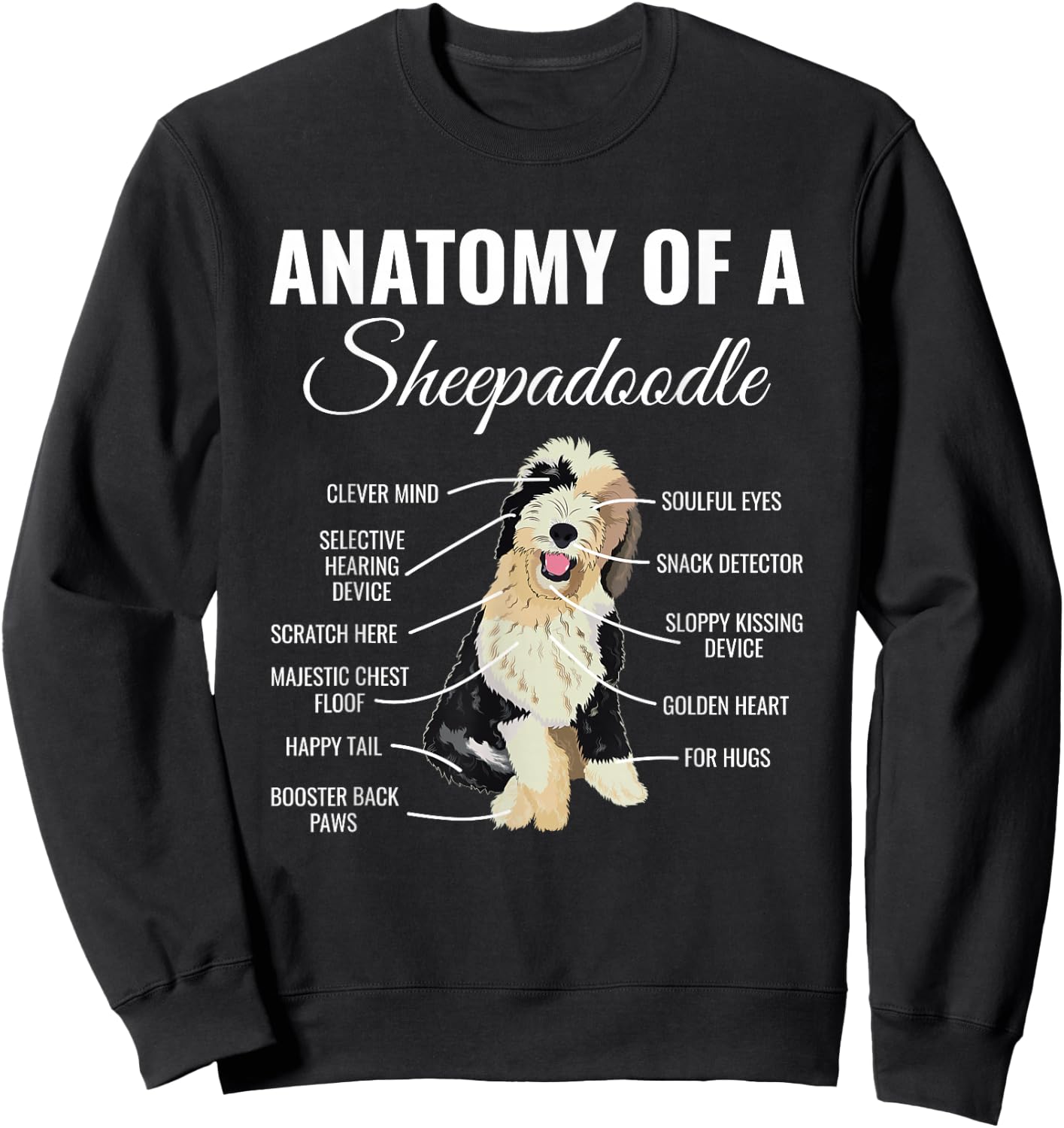 Sheepadoodle Doodle Dog Sweatshirt - Sweatshirt | Black