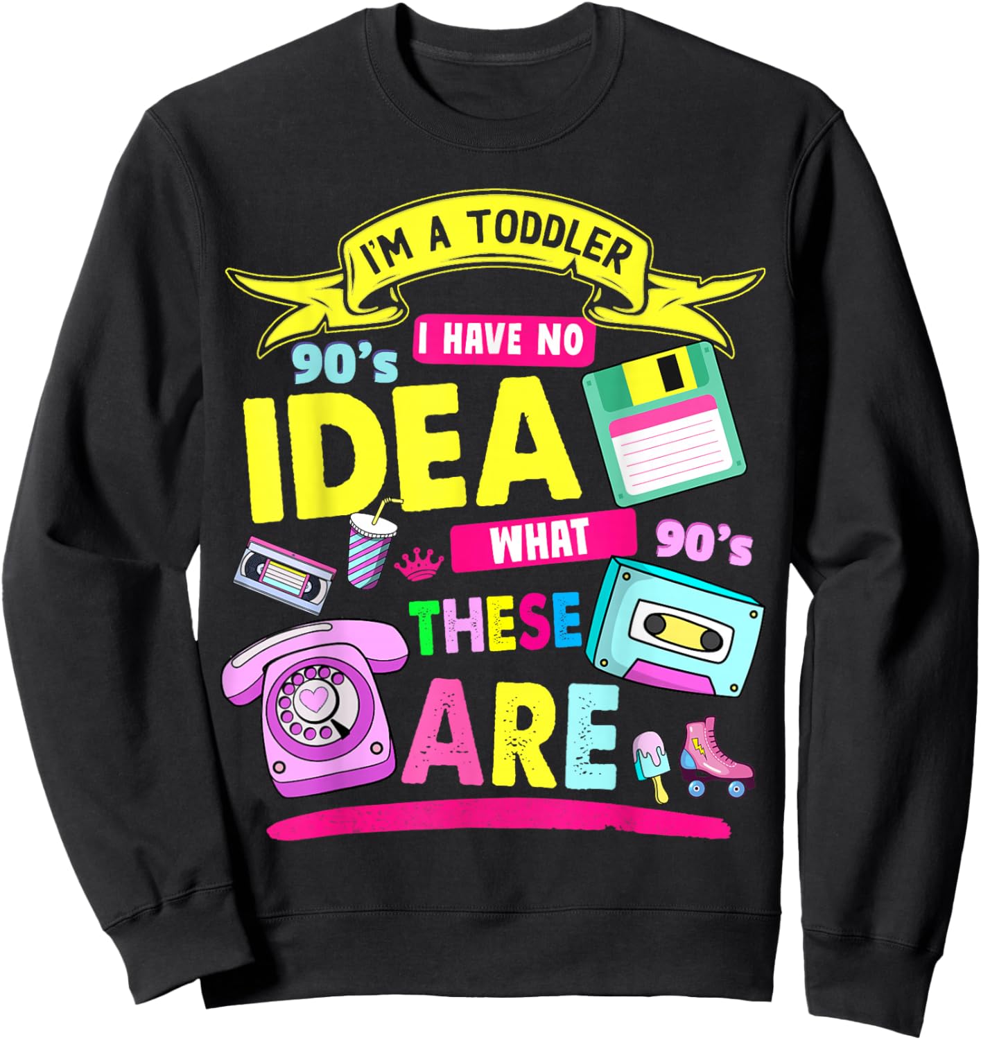 90s Outfit Ideas for Toddlers & 90s Theme Children 90s Nostalgia , black Sweatshirt - Sweatshirt | Black
