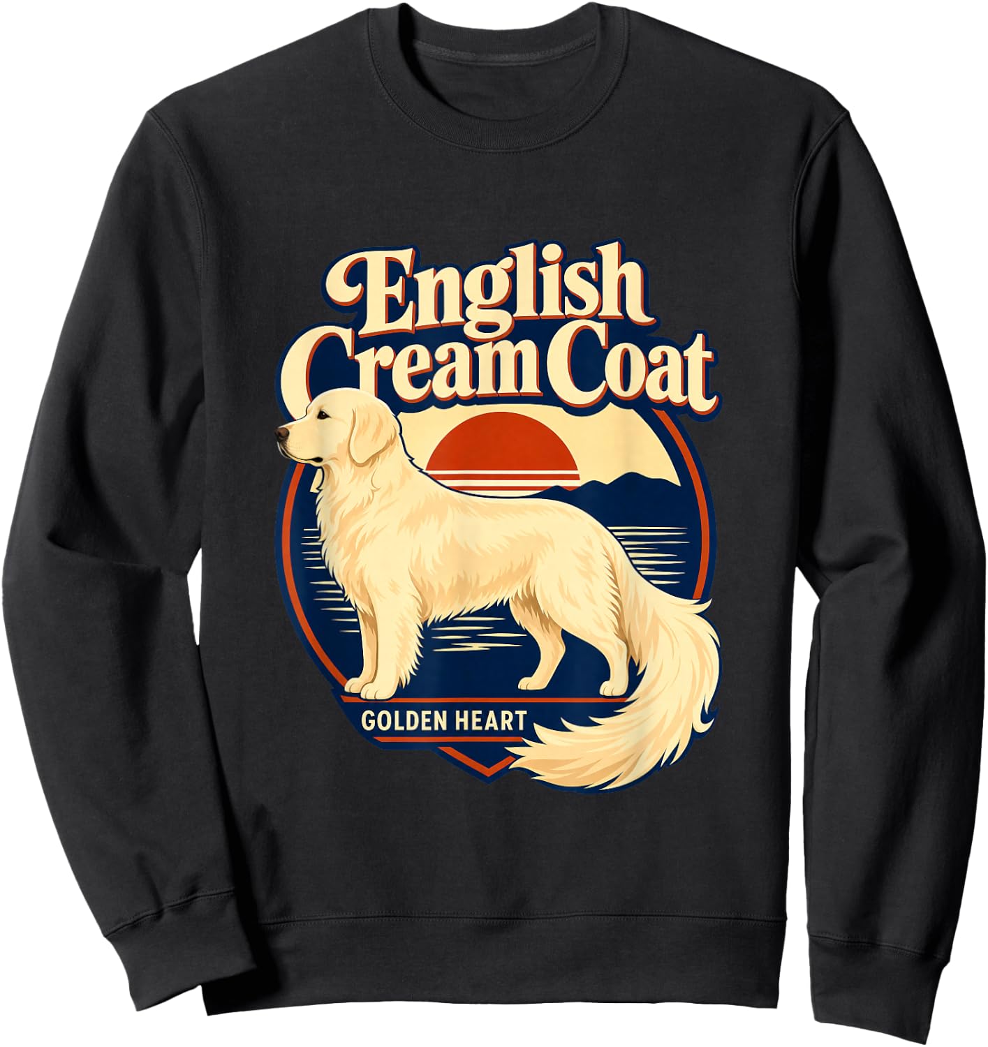 English Cream Golden Retriever, Golden Heart Sweatshirt - Sweatshirt | Black