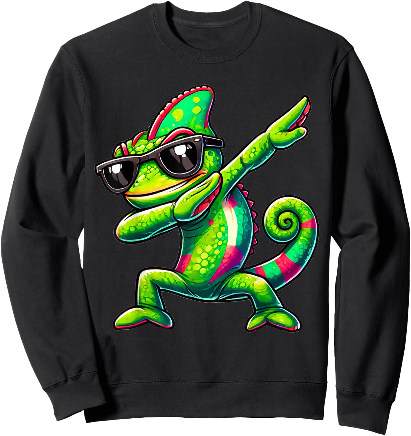 Dabbing Chameleon Funny Chameleon Gift Chameleon , black Sweatshirt - Sweatshirt | Black