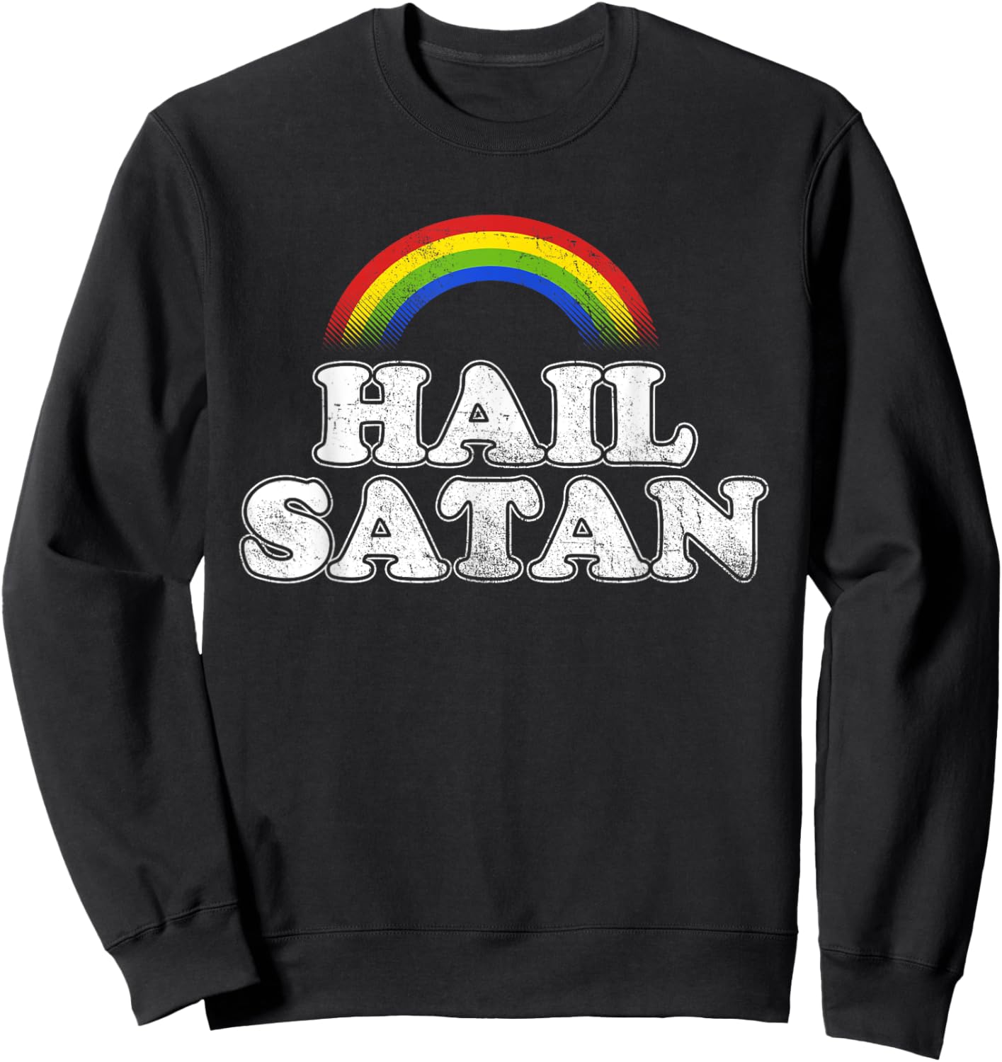 Hail Satan Funny Ironic Rainbow Sweatshirt - Sweatshirt | Black