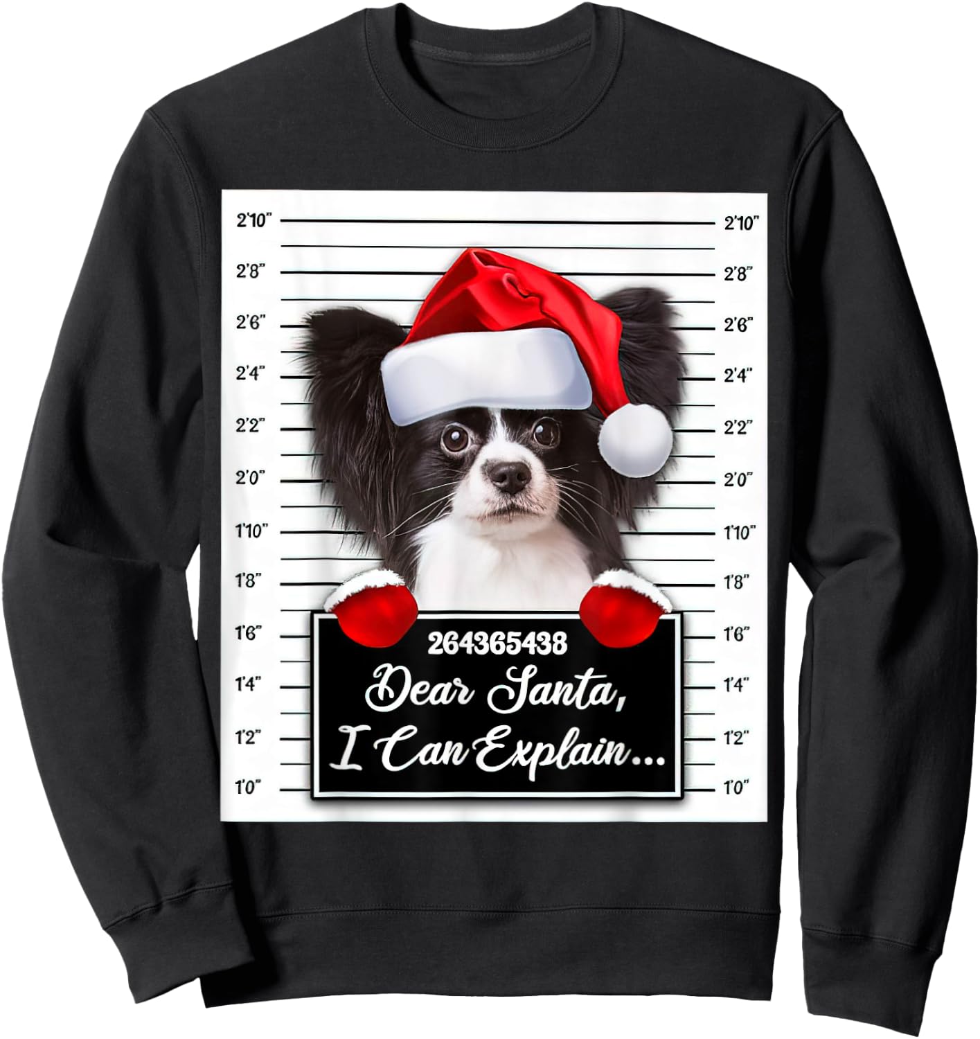 Dear Santa I Can Explain Funny Christmas Papillon Xmas Sweatshirt - Sweatshirt | Black