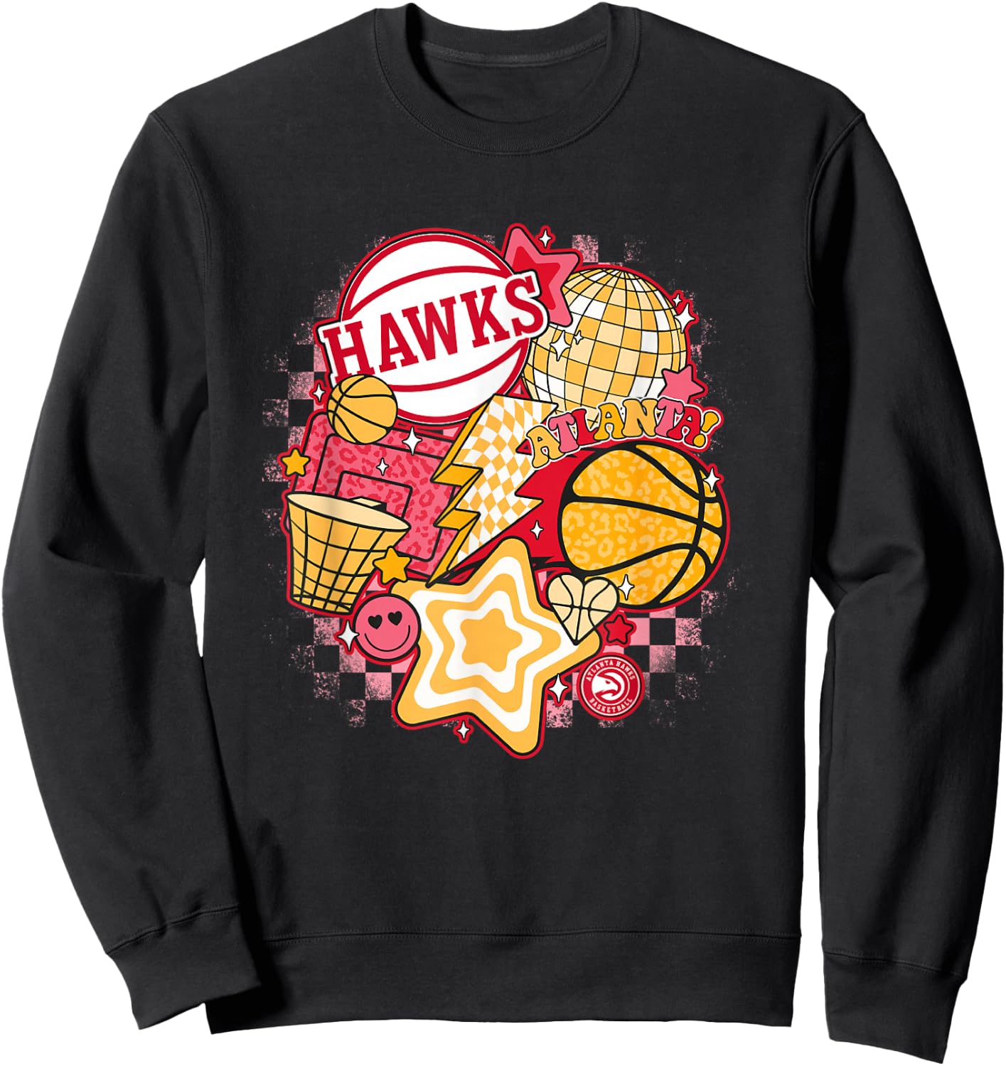 NBA Atlanta Hawks Psychedelic Basketball Collage Sweatshirt - Sweatshirt | Black