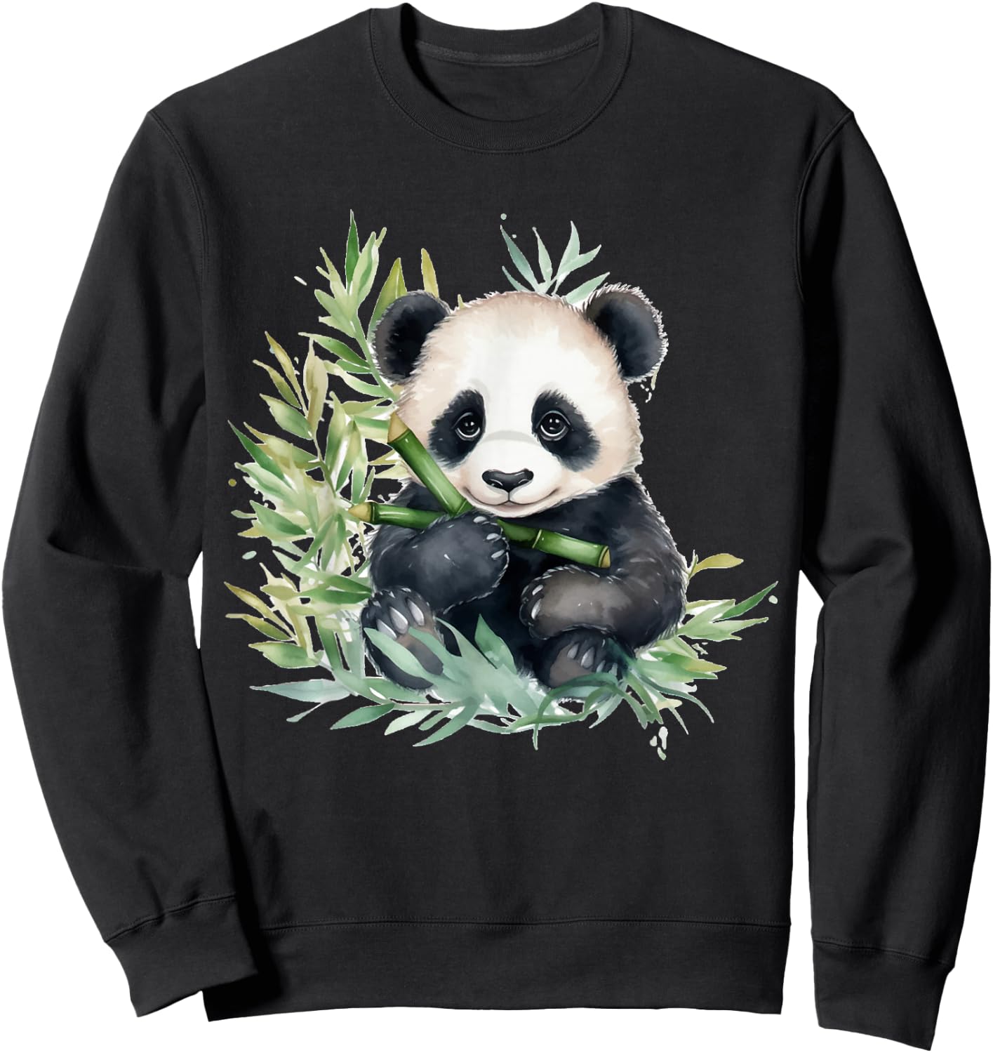 Watercolor Panda , Small, Black Sweatshirt - Sweatshirt | Black
