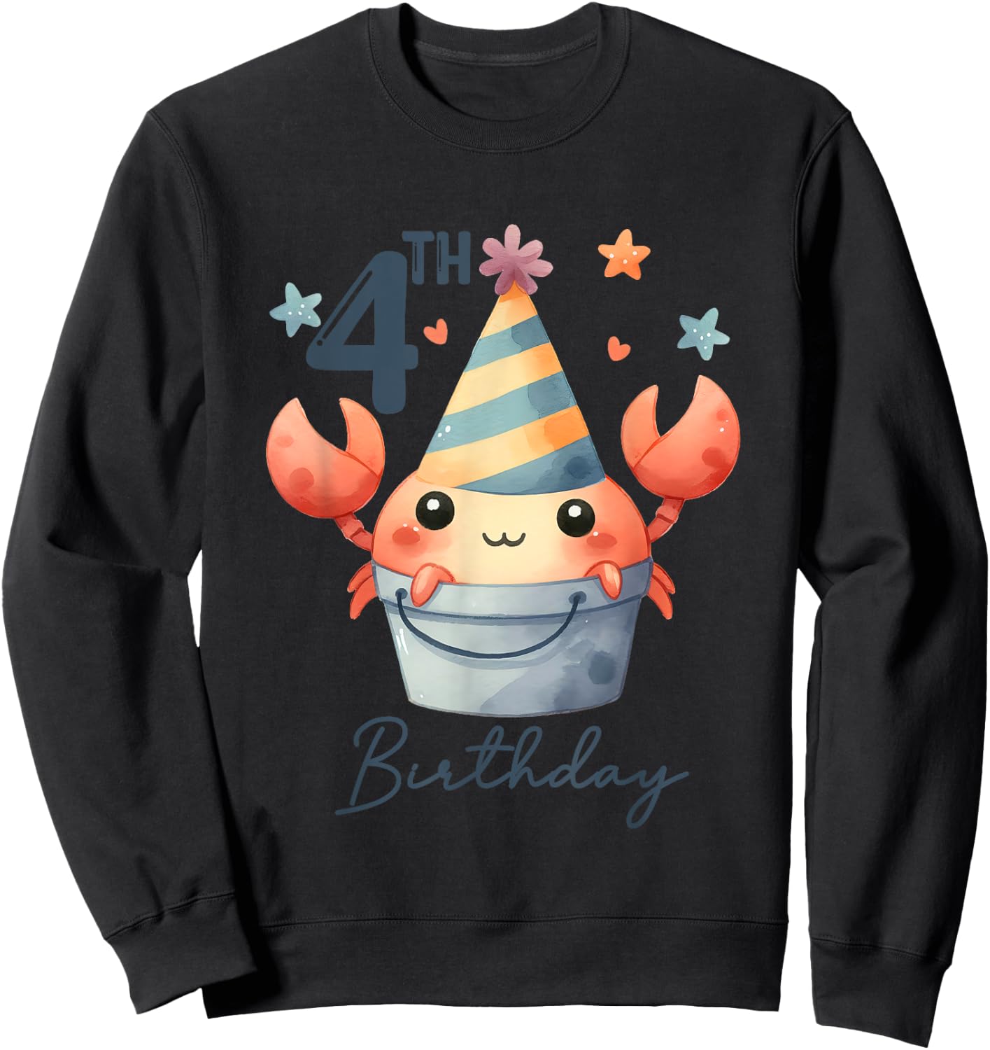 4th Birthday 4 Years Old Crab Crustacean Beach Seafood Kids Sweatshirt - Sweatshirt | Black