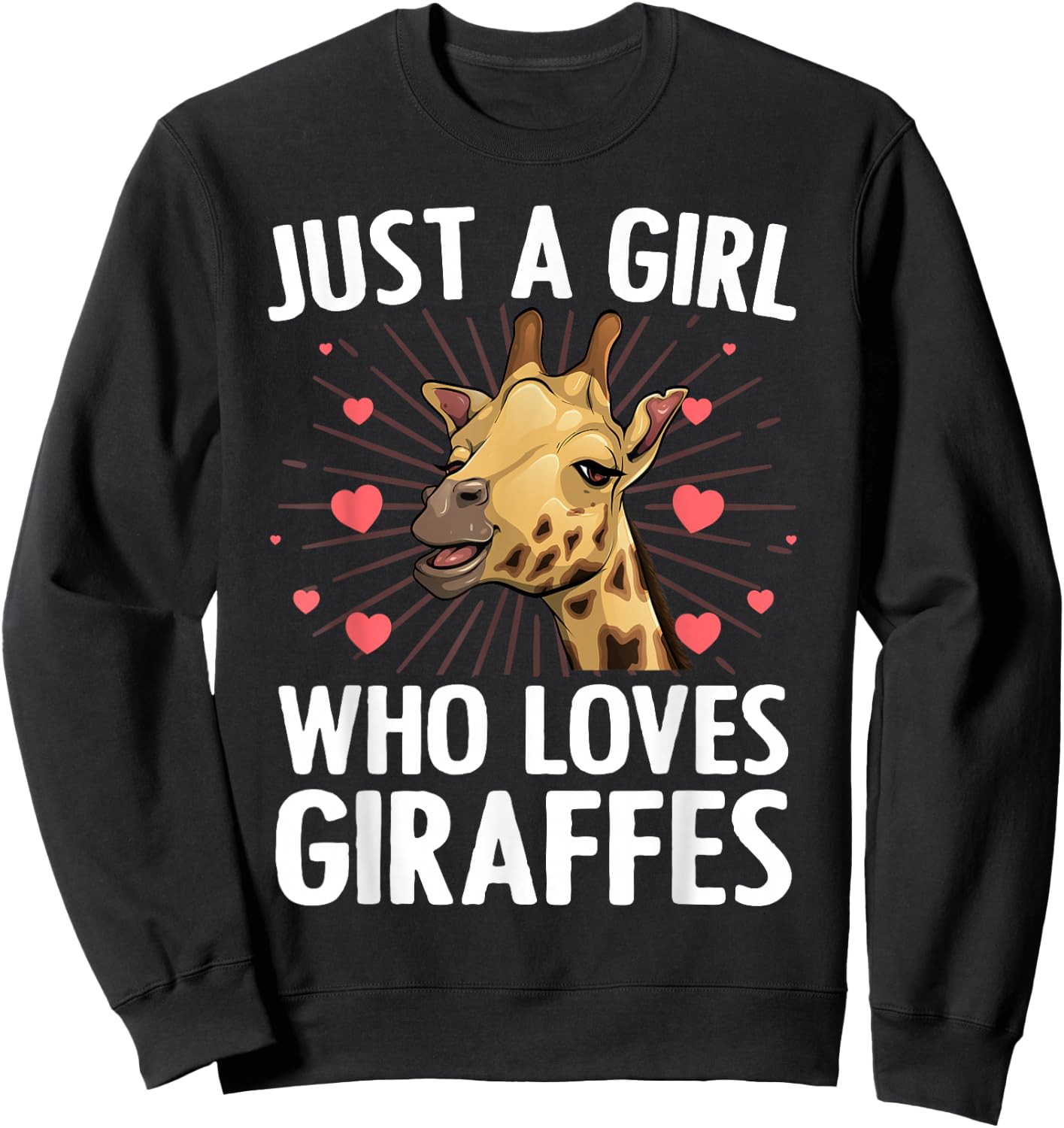 Funny Giraffe Design Girls Safari Giraffe Lovers Sweatshirt - Sweatshirt | Black