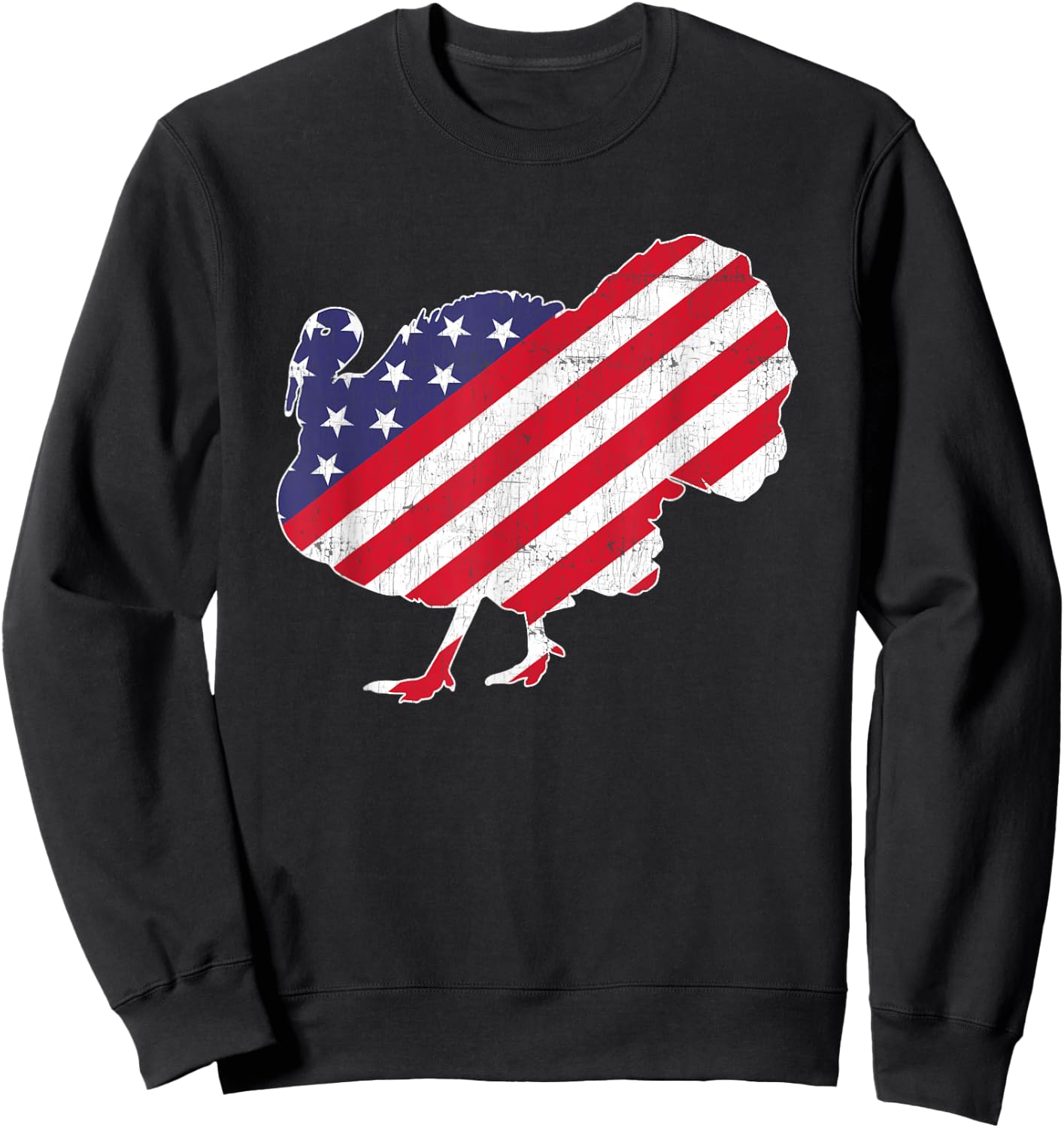 Vintage Turkey 4th of July Patriotic American Flag Sweatshirt - Sweatshirt | Black