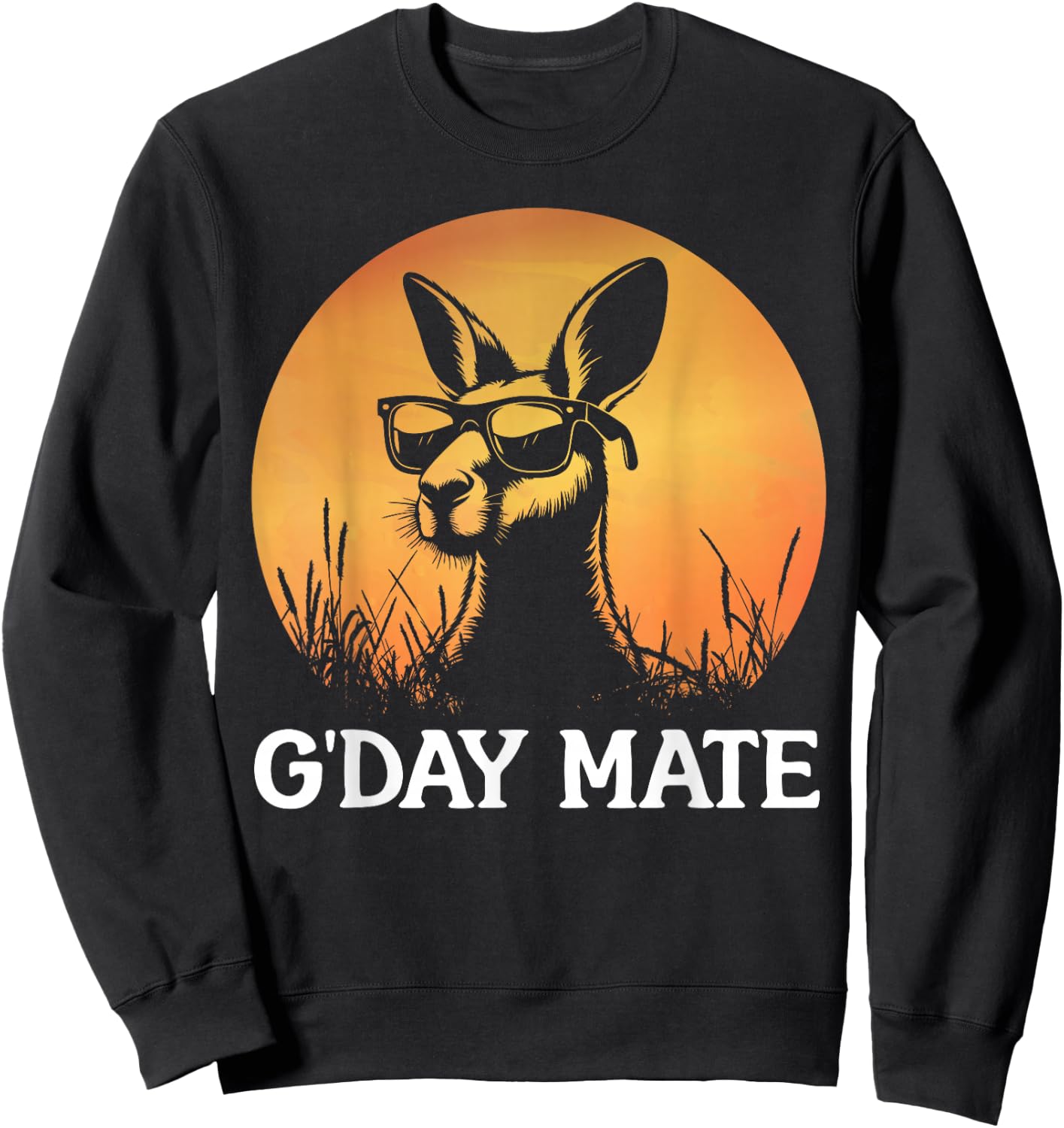Funny Kangaroo With Sunglasses Sunset Australia G'Day Mate Sweatshirt - Sweatshirt | Black